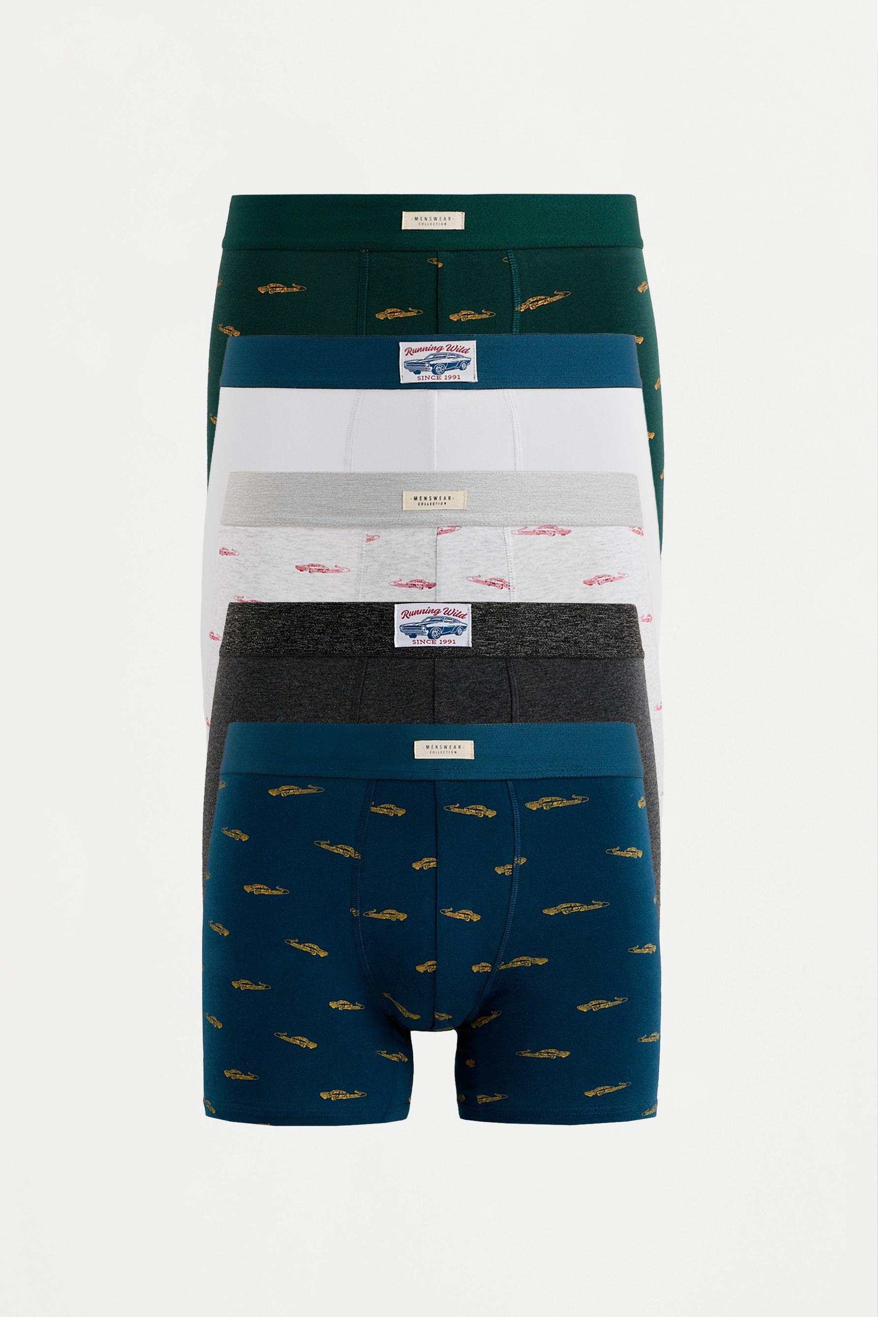 Pack of 5 assorted long boxers — NAVY