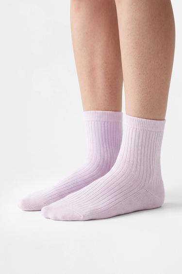 Ribbed short socks (Pack 10) — LILAC 3