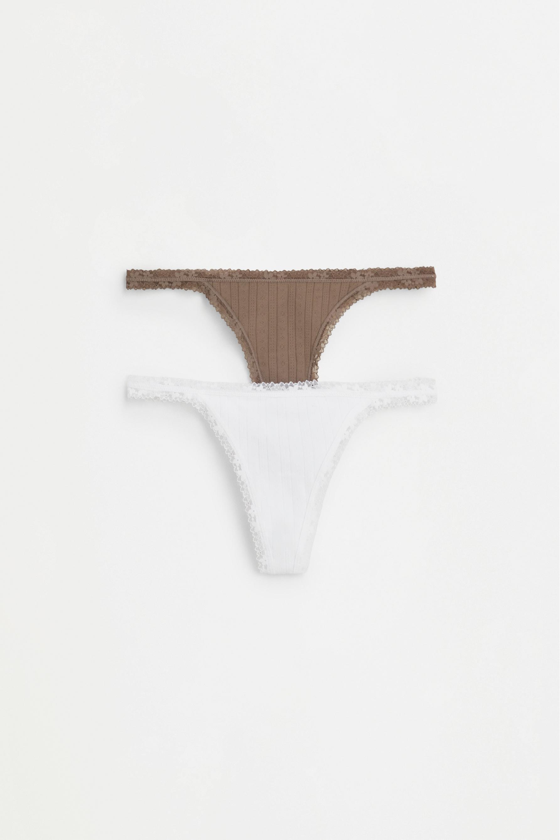 Lace thongs (2-pack) — CHOCOLATE
