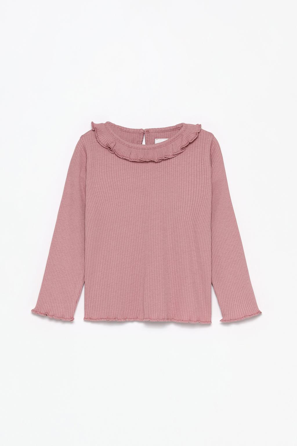 Ribbed T-shirt with ruffle