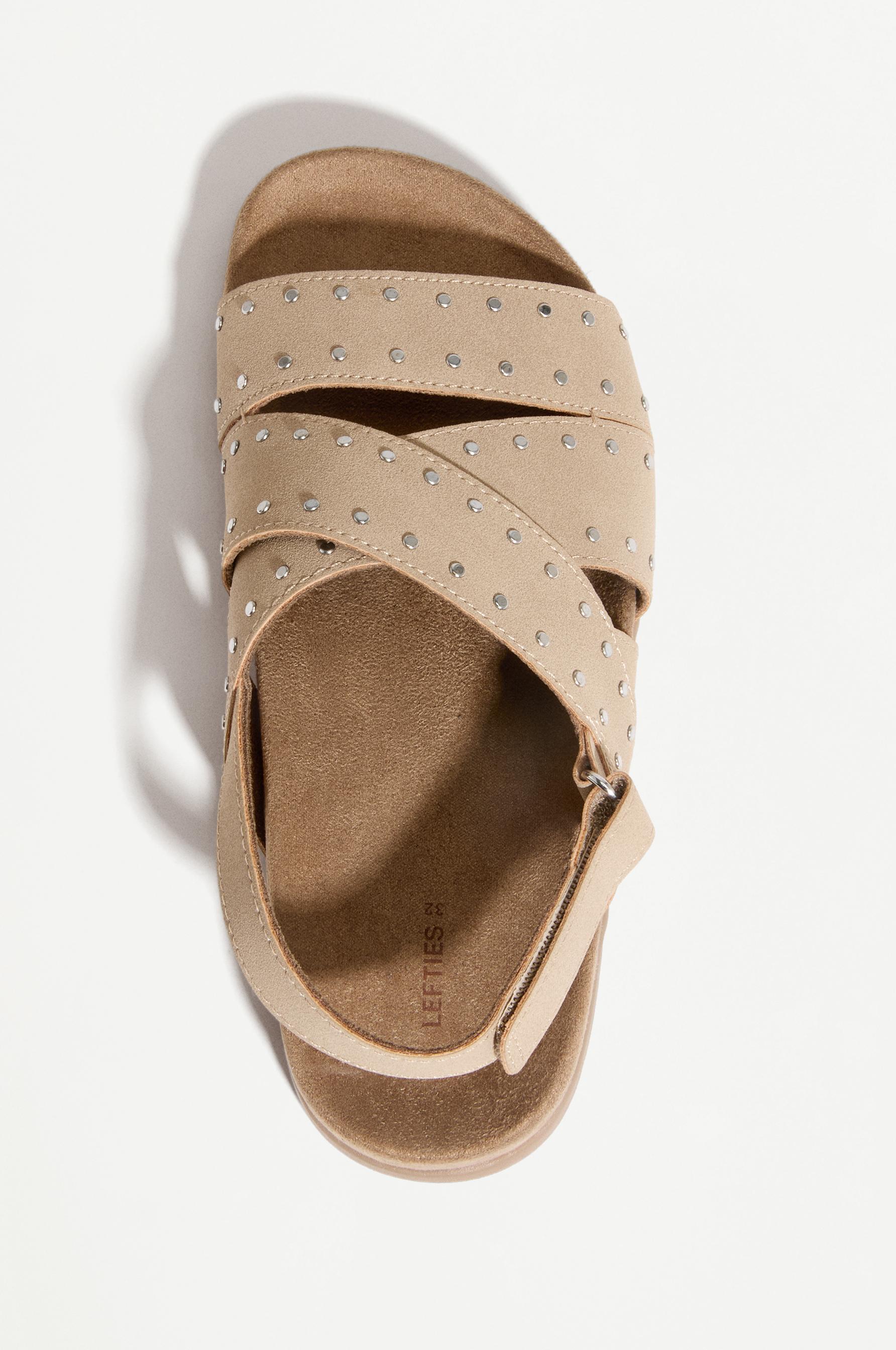 COMFORT STUDDED SANDALS — LEATHER