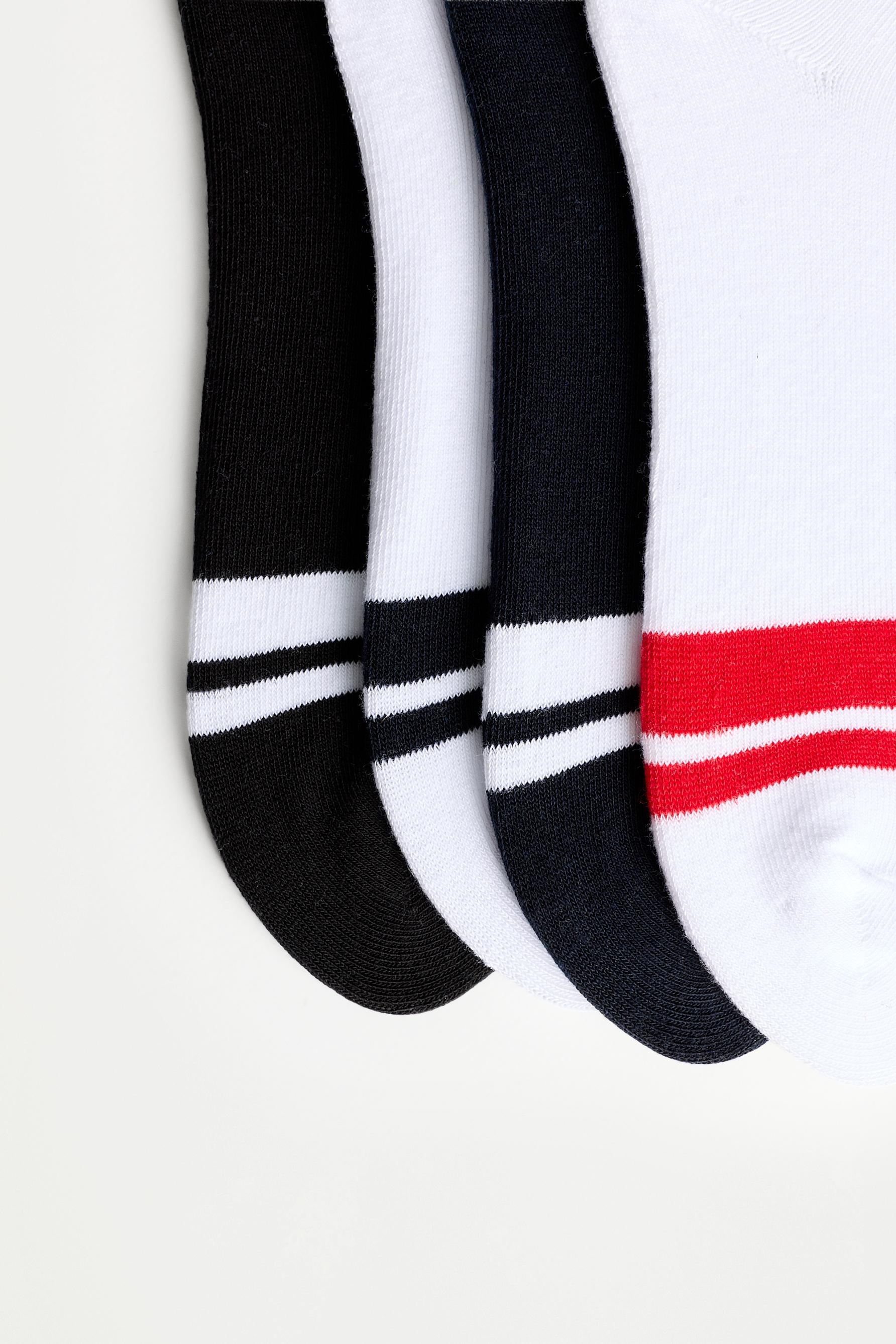 4-pack of striped sporty ankle socks — BLACK