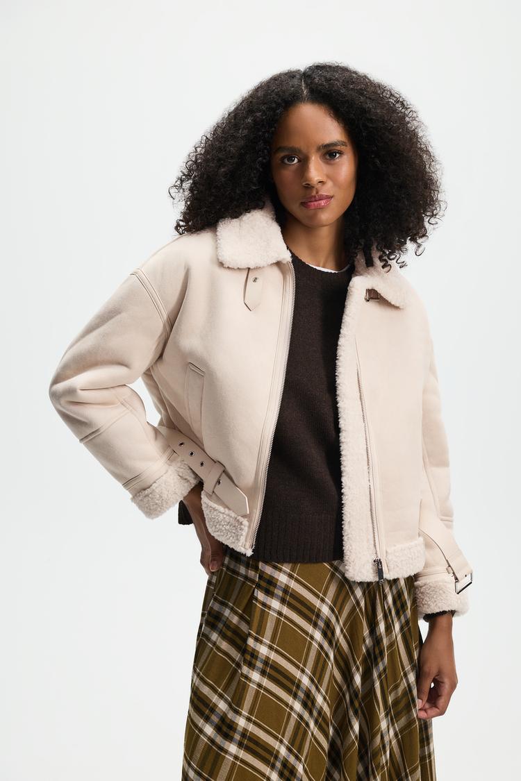 Short double-faced jacket — PALE ECRU