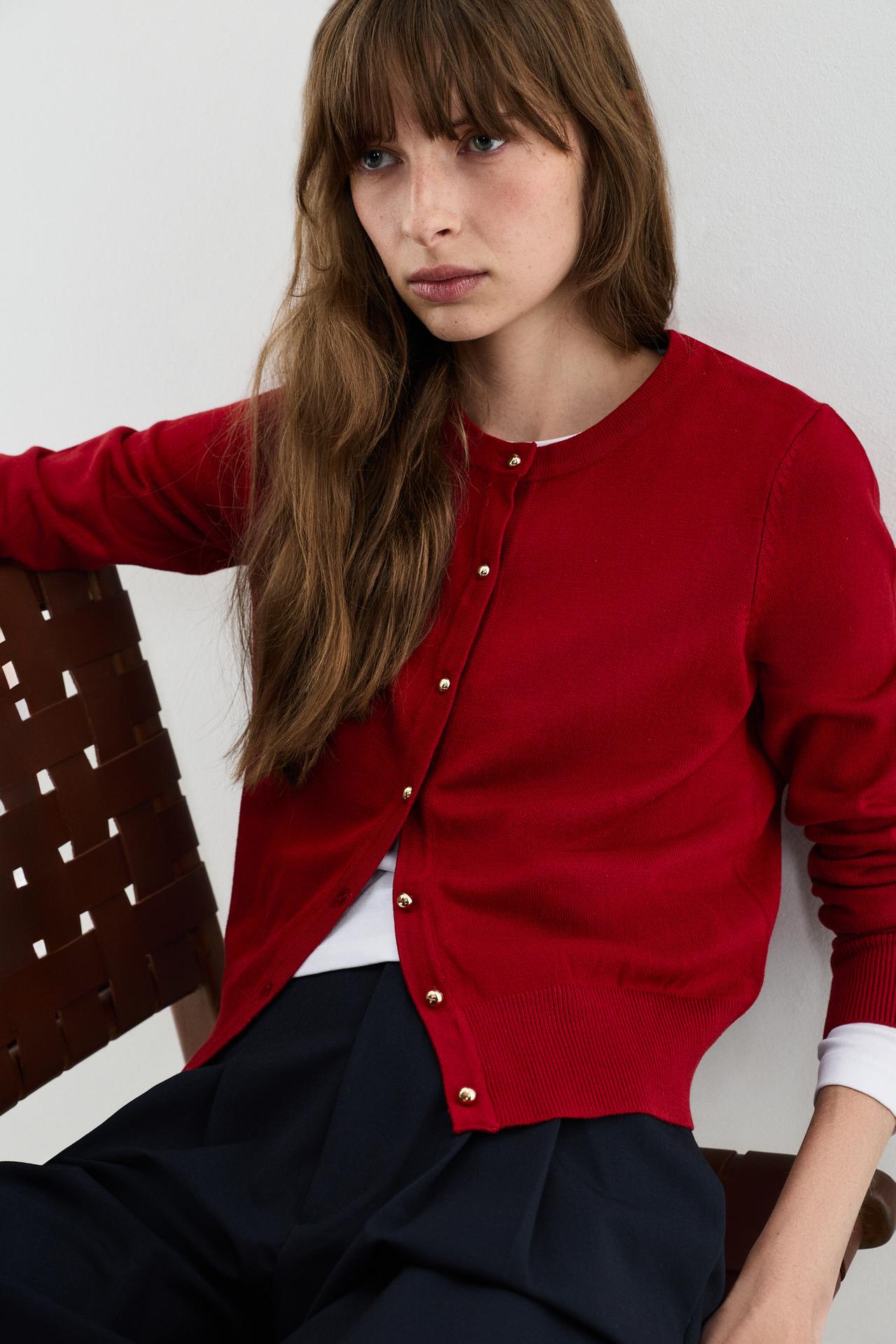 Basic round neck jacket — RED