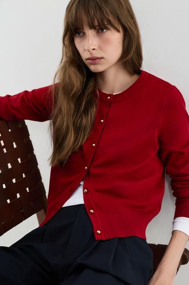 Basic round neck jacket — RED 5
