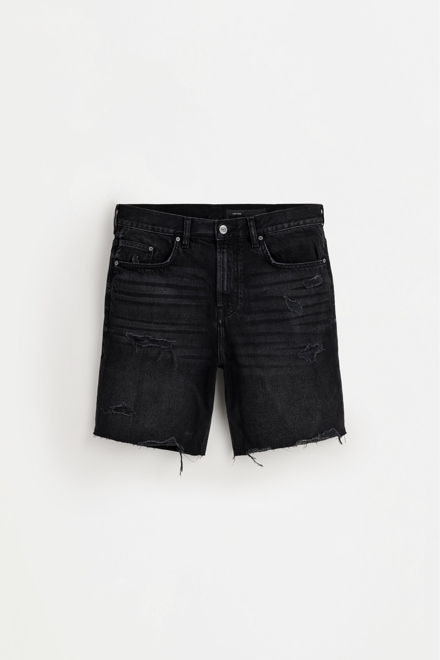 Ripped denim Bermuda shorts — BLACK