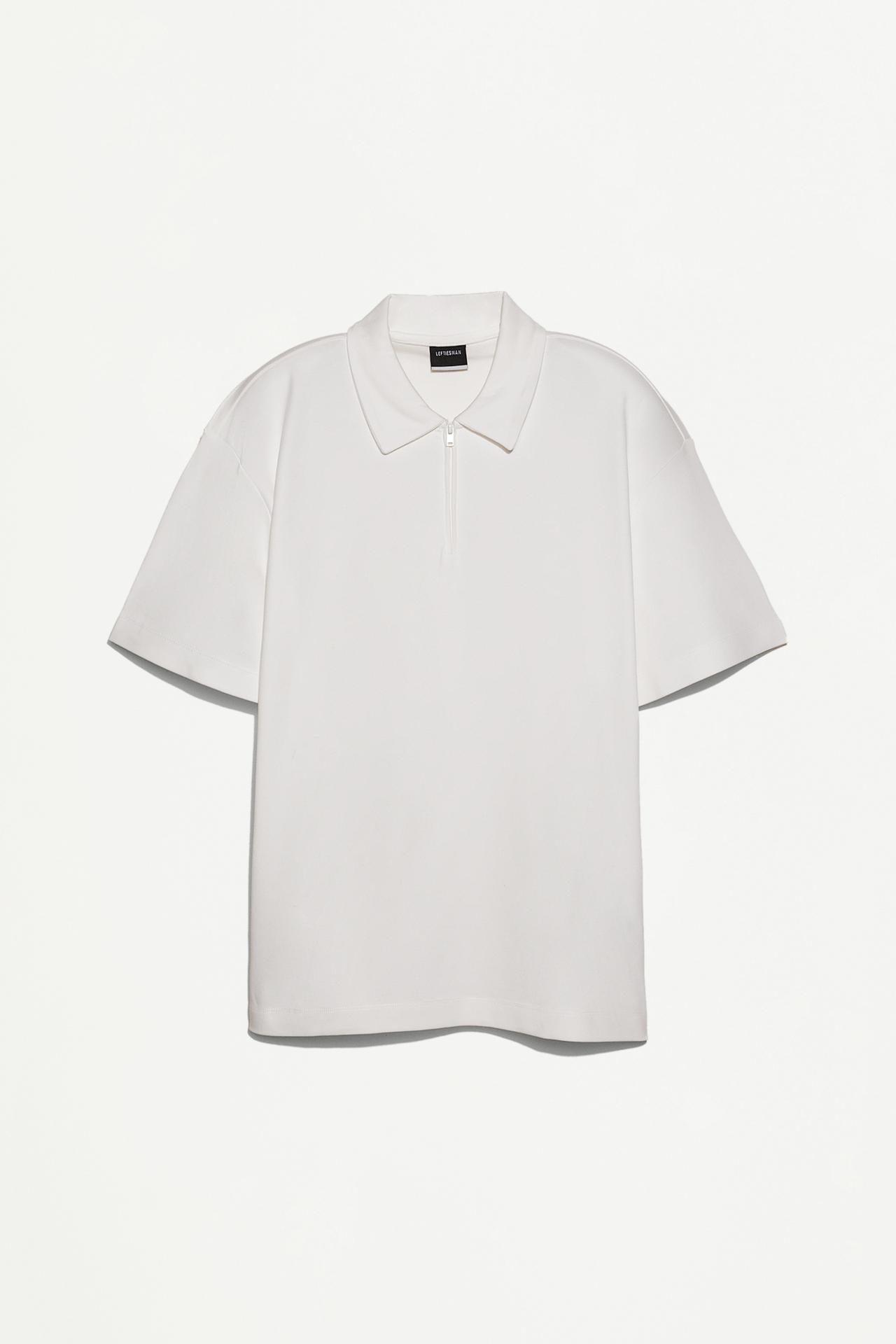 Interlock zip-up polo shirt — OFF WHITE