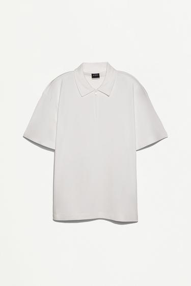 Interlock zip-up polo shirt — OFF WHITE 6