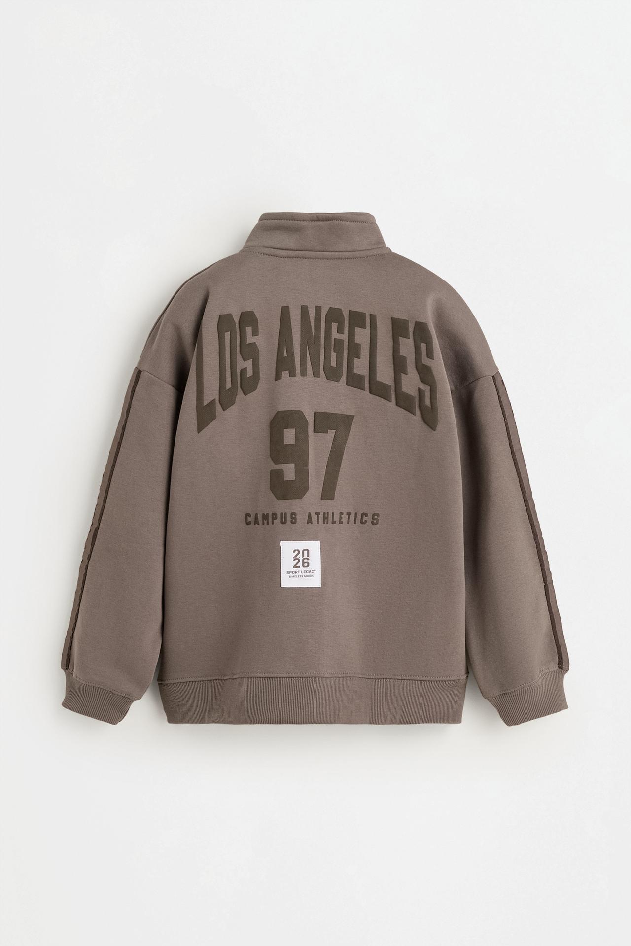 Zip-up mock neck sweatshirt — MINK