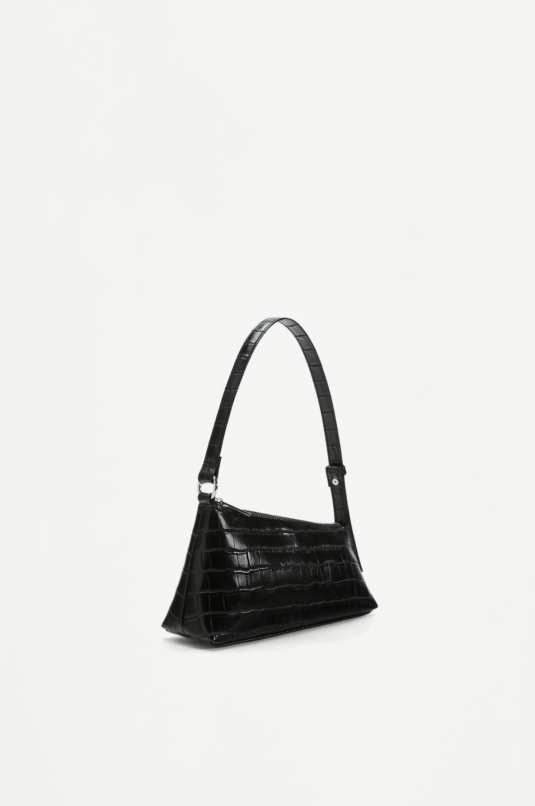 Crocodile-effect shoulder bag — BLACK