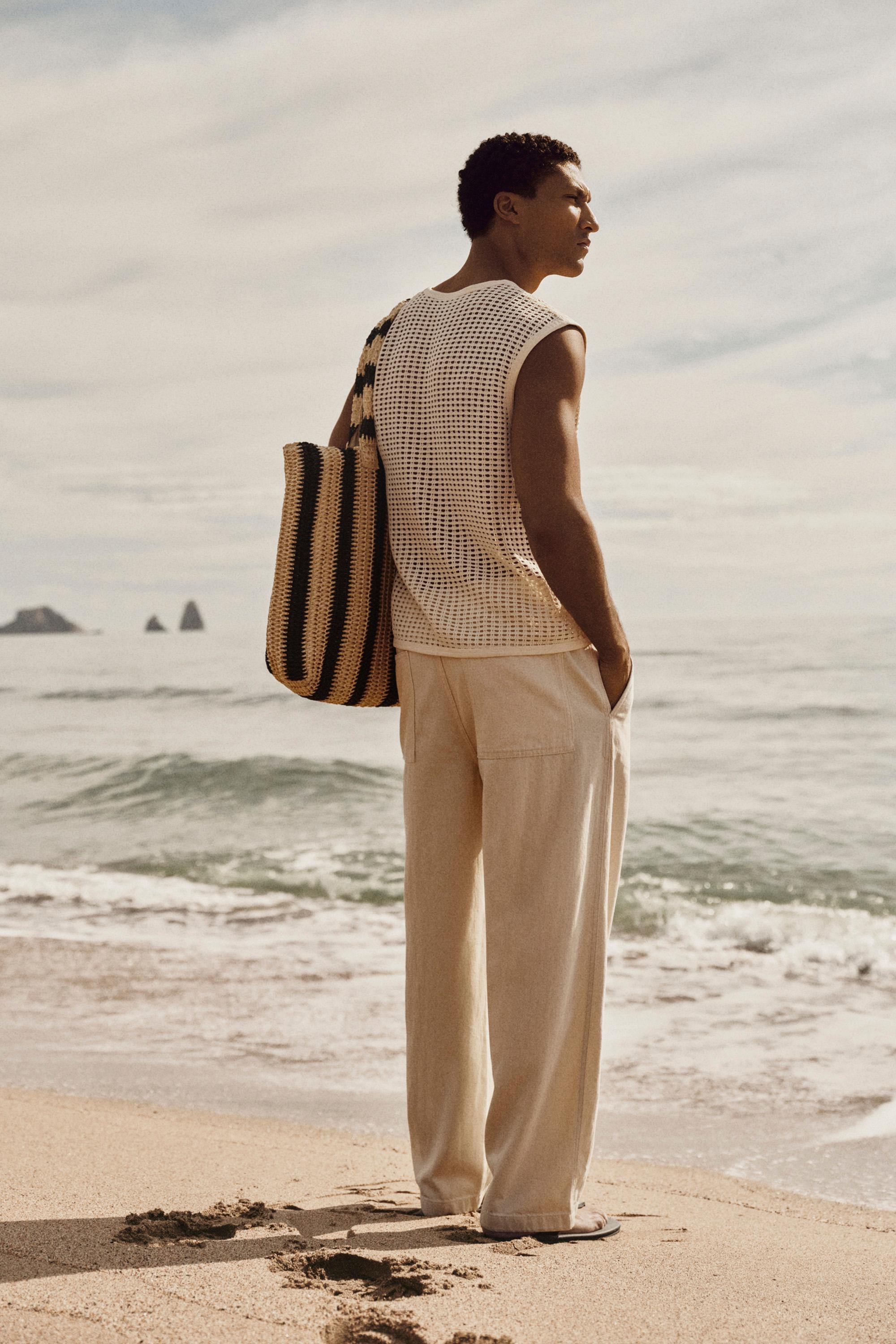 Baggy Linen-Blend Joggers — WHITE