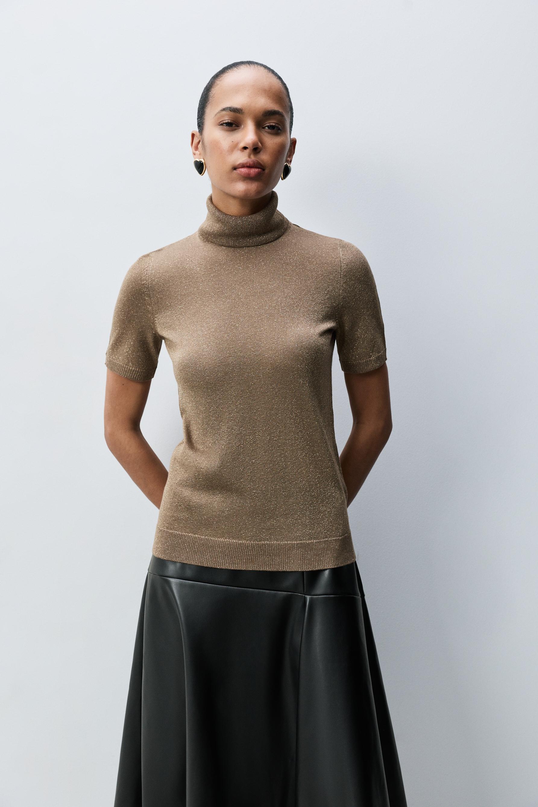 Jersey cuello vuelto metalizado