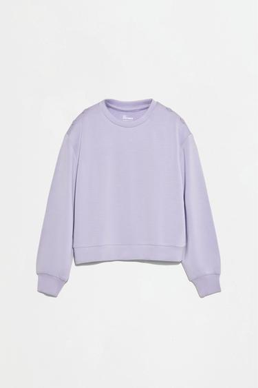 Viscose sweatshirt with buttons — DARK MULBERRY 1