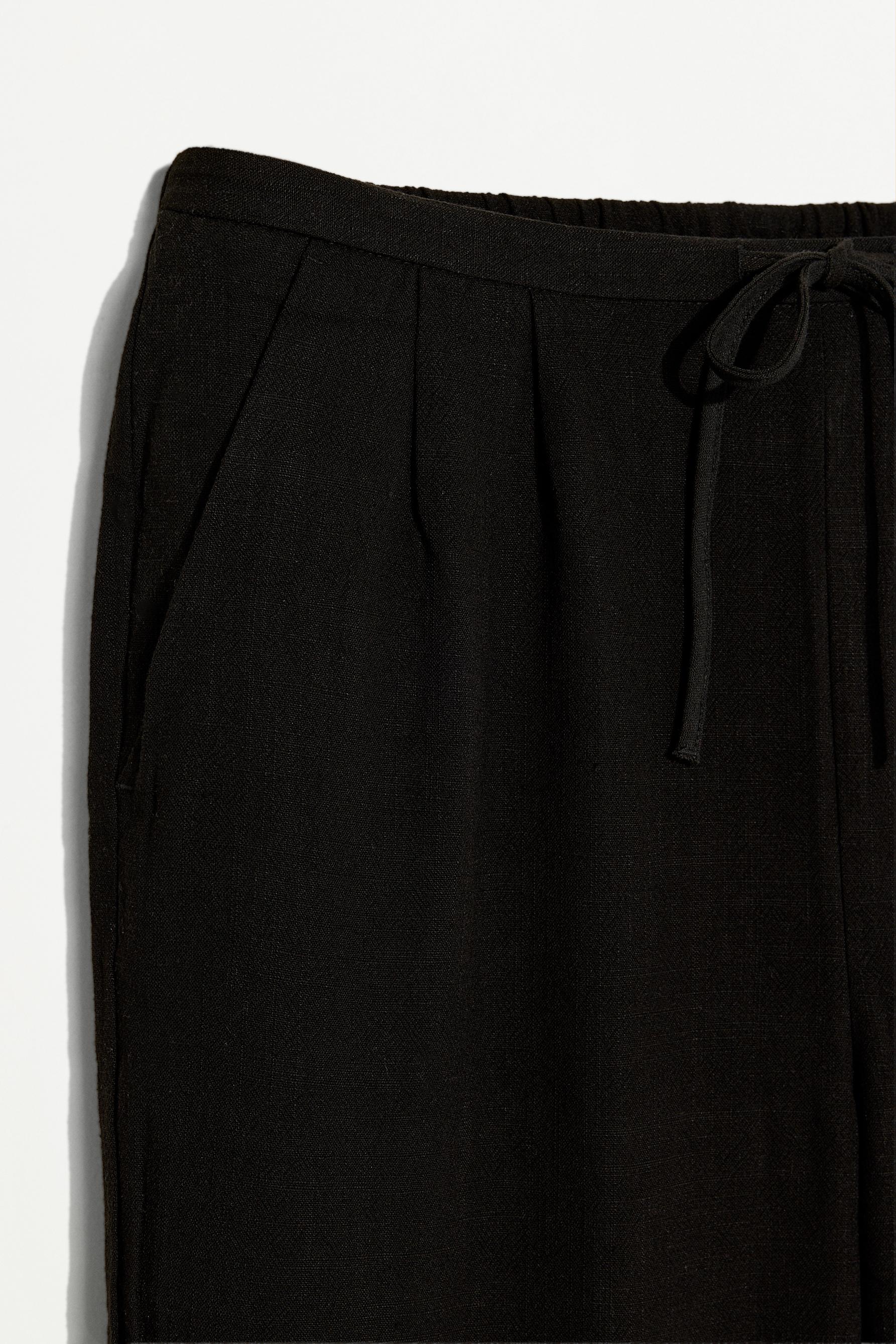 Rustic wide-leg trousers — BLACK