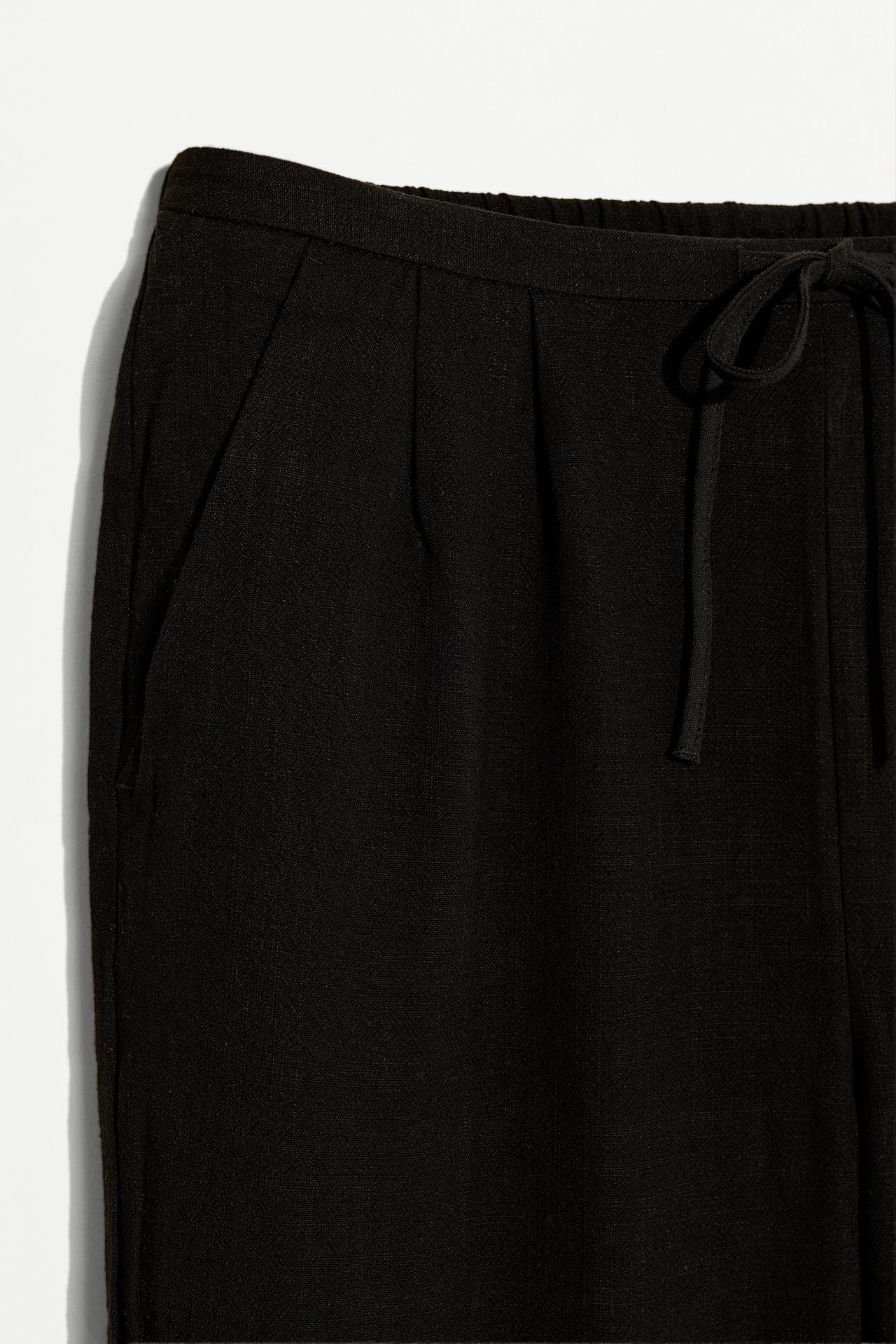 Rustic wide-leg trousers — BLACK