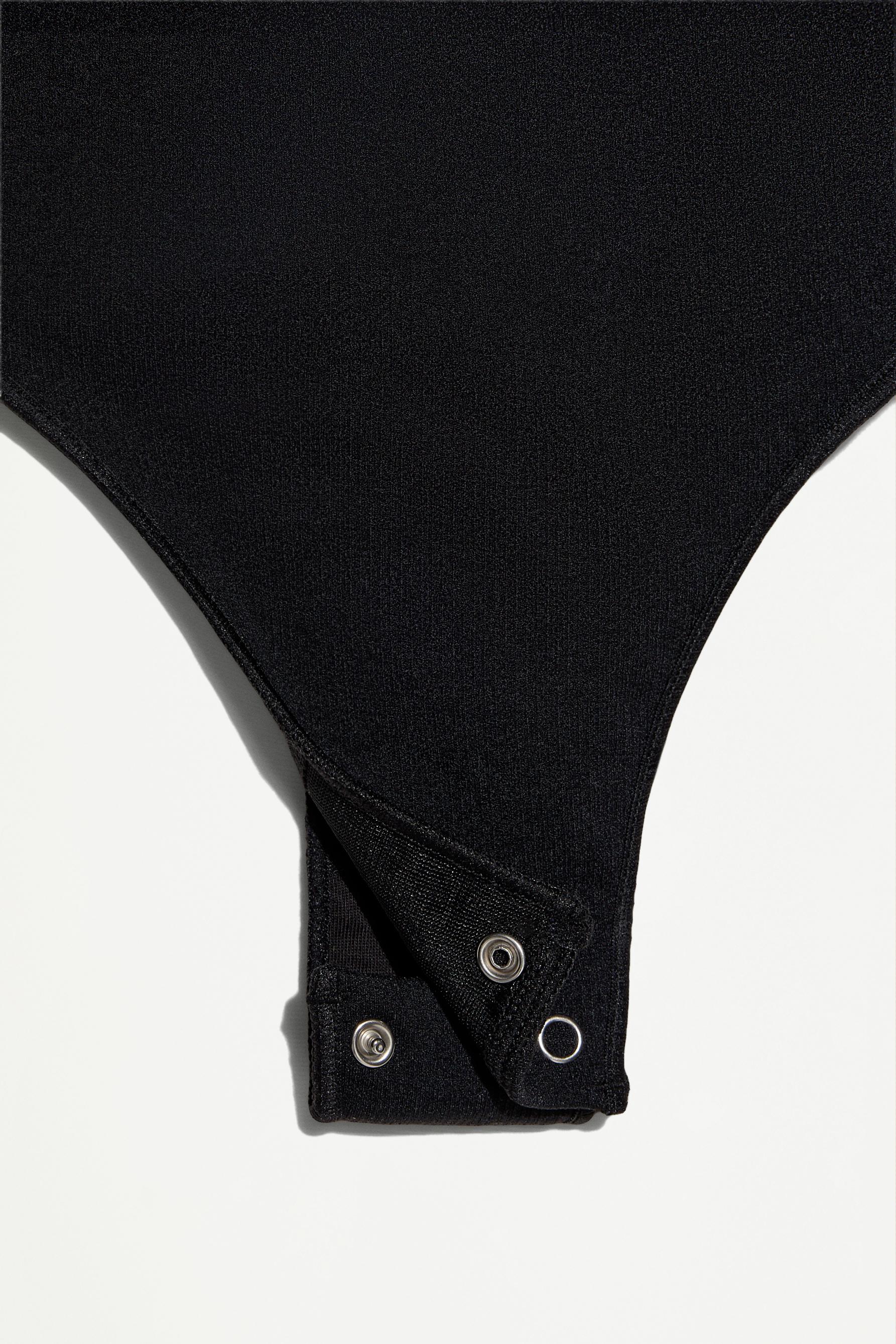 Seamless shapewear thong bodysuit — BLACK