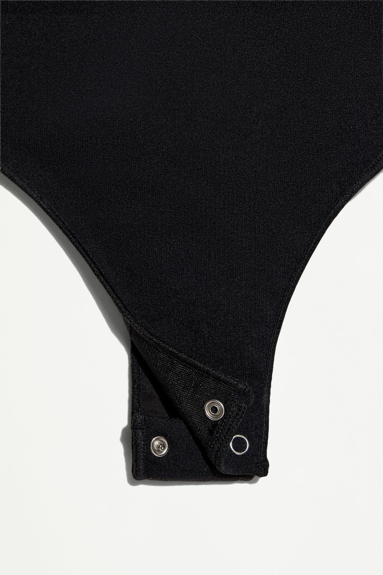 Seamless shapewear thong bodysuit — BLACK