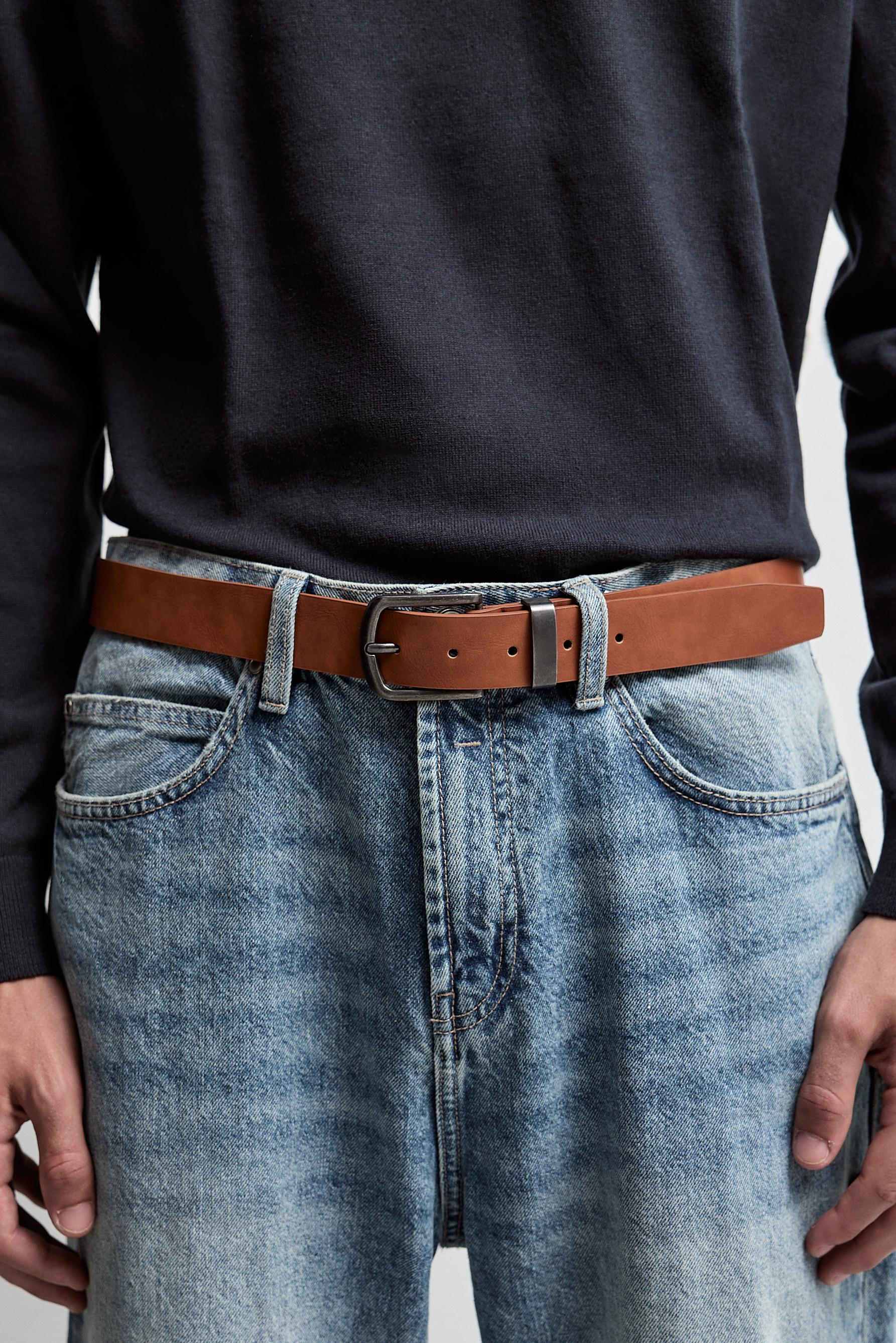 Leather-effect belt — CAMEL
