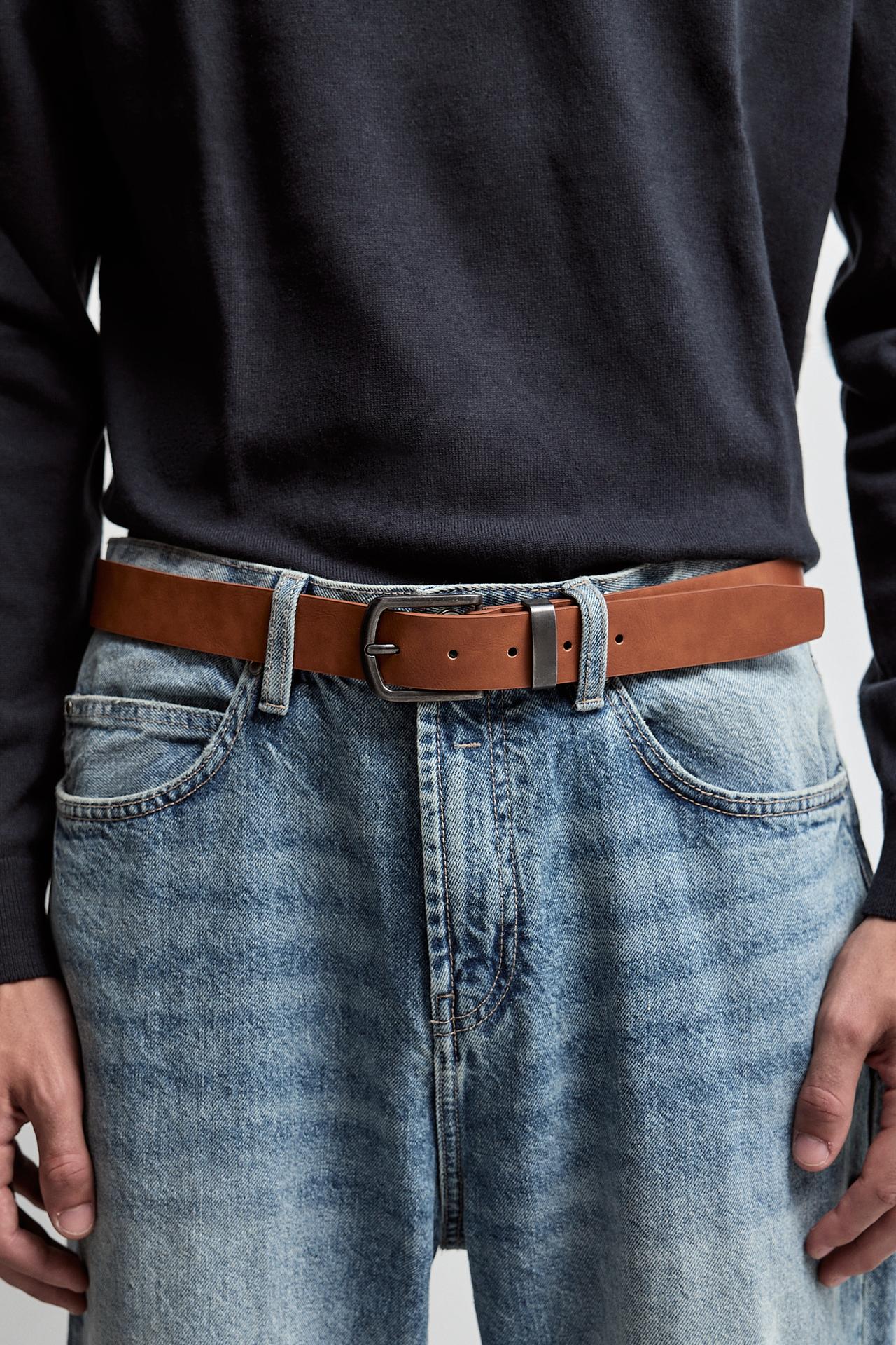 Leather-effect belt — CAMEL