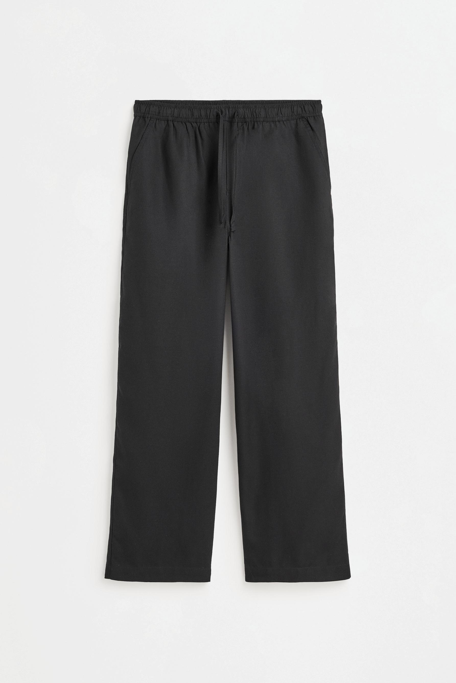 Flowing wide-leg joggers — BLACK