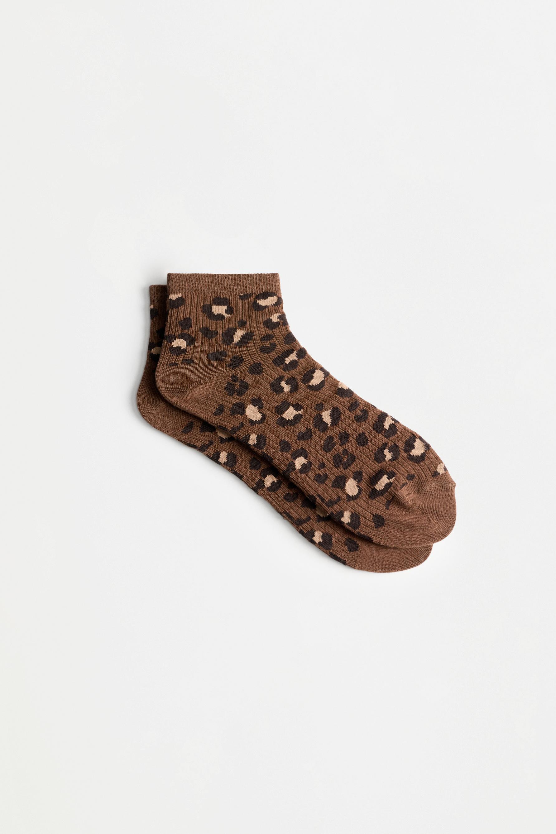 7-Pack of contrast ankle socks — LEOPARD PRINT