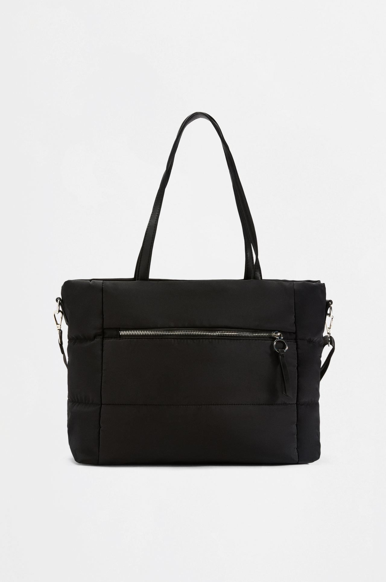 Nylon shopper tote — BLACK