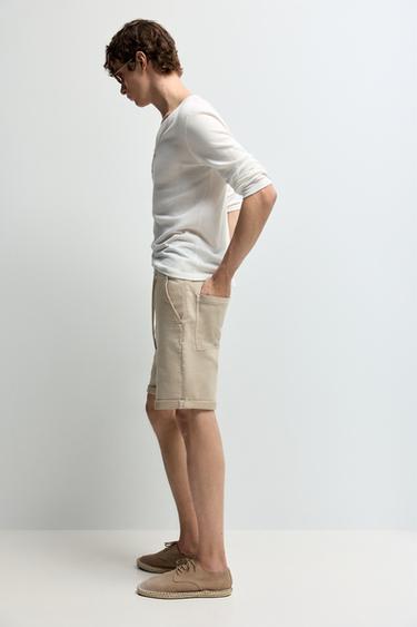 Denim jogger Bermuda shorts — MEDIUM BEIGE 5