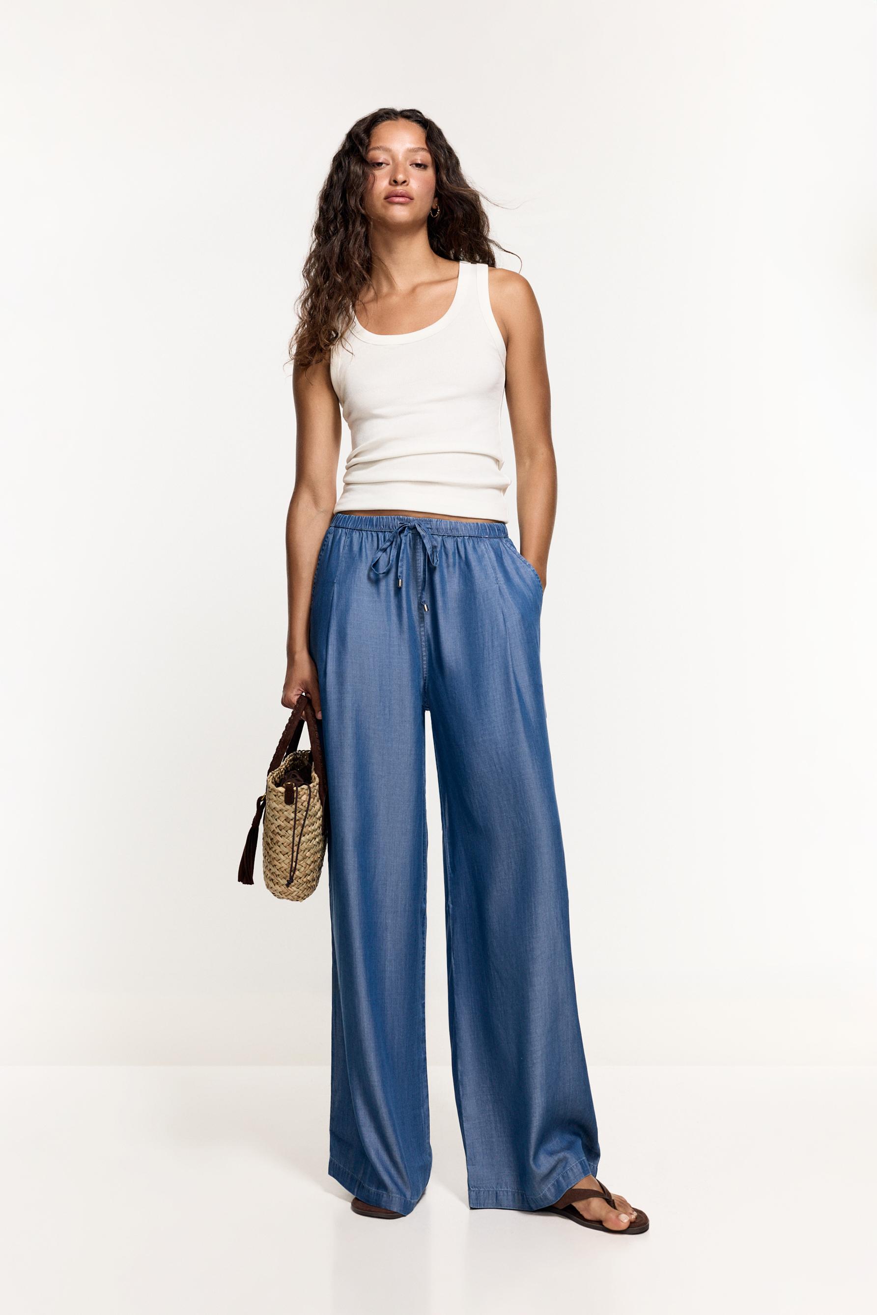 Lightweight wide-leg jeans — PALE INDIGO