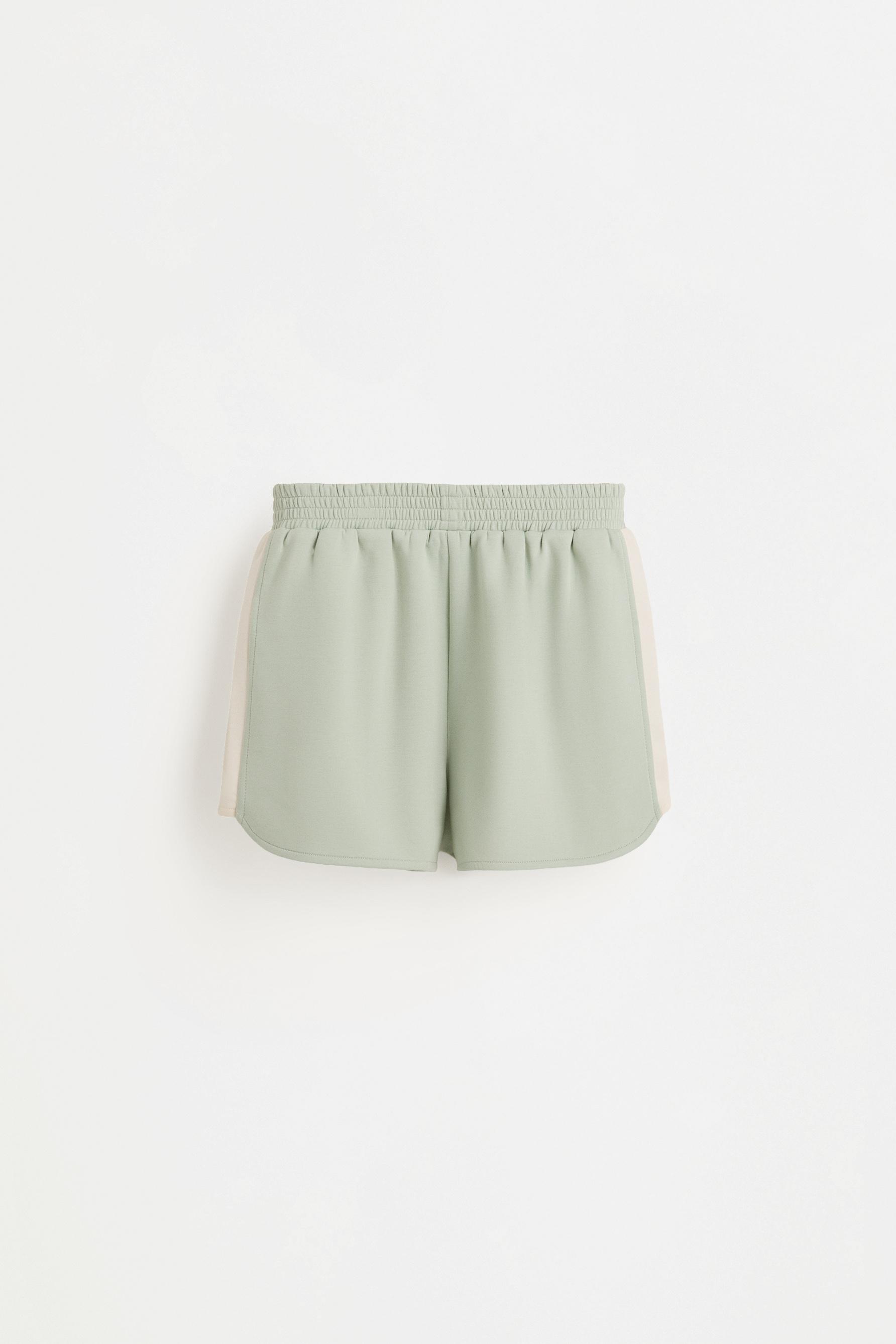 Flowy plush sports shorts — MINT GREEN (alternate view)