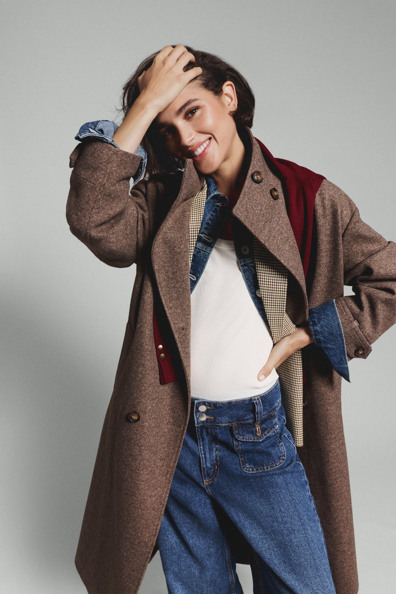 Long cloth coat — BROWN