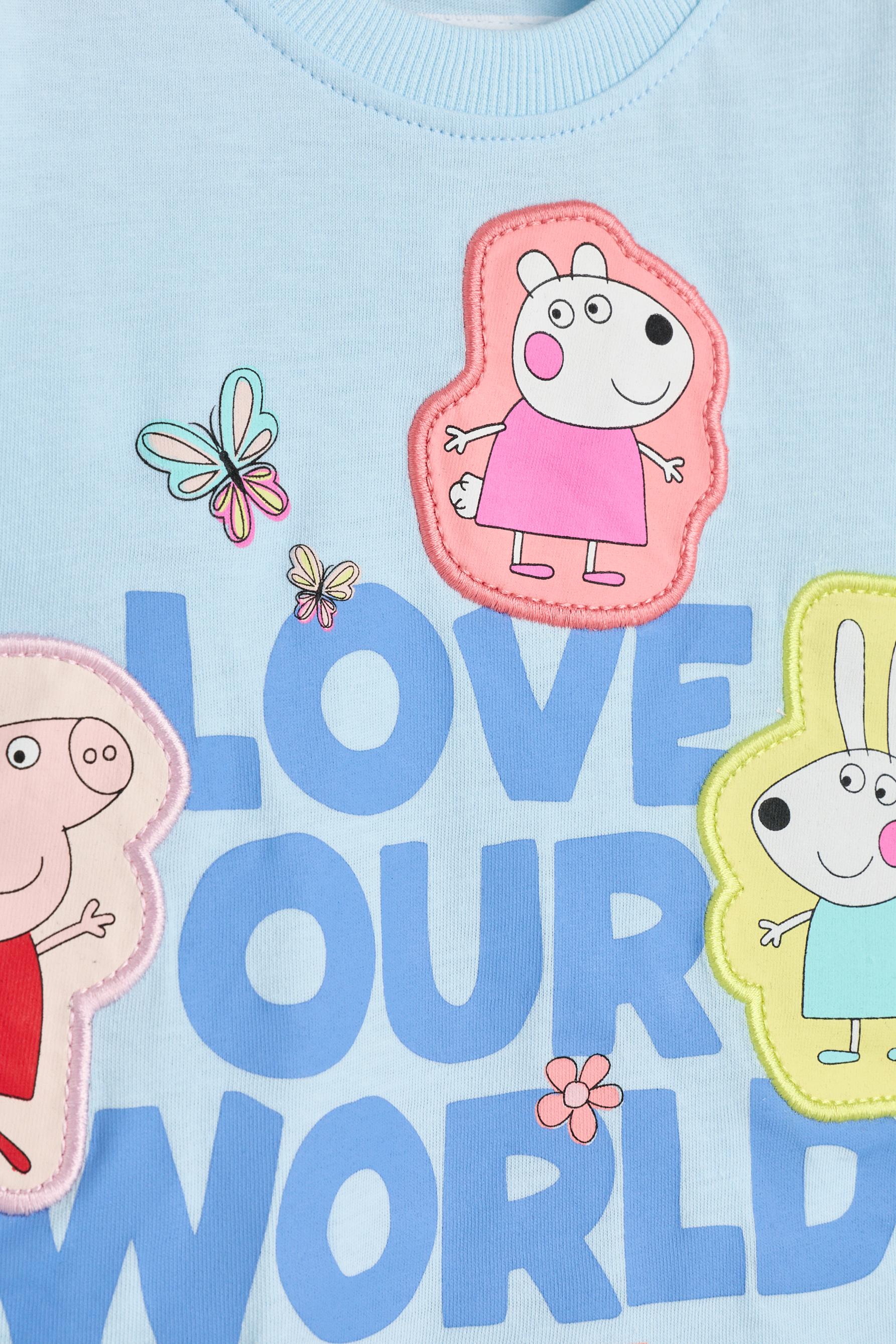 Peppa Pig™ patch T-shirt and shorts co-ord — PALE BLUE