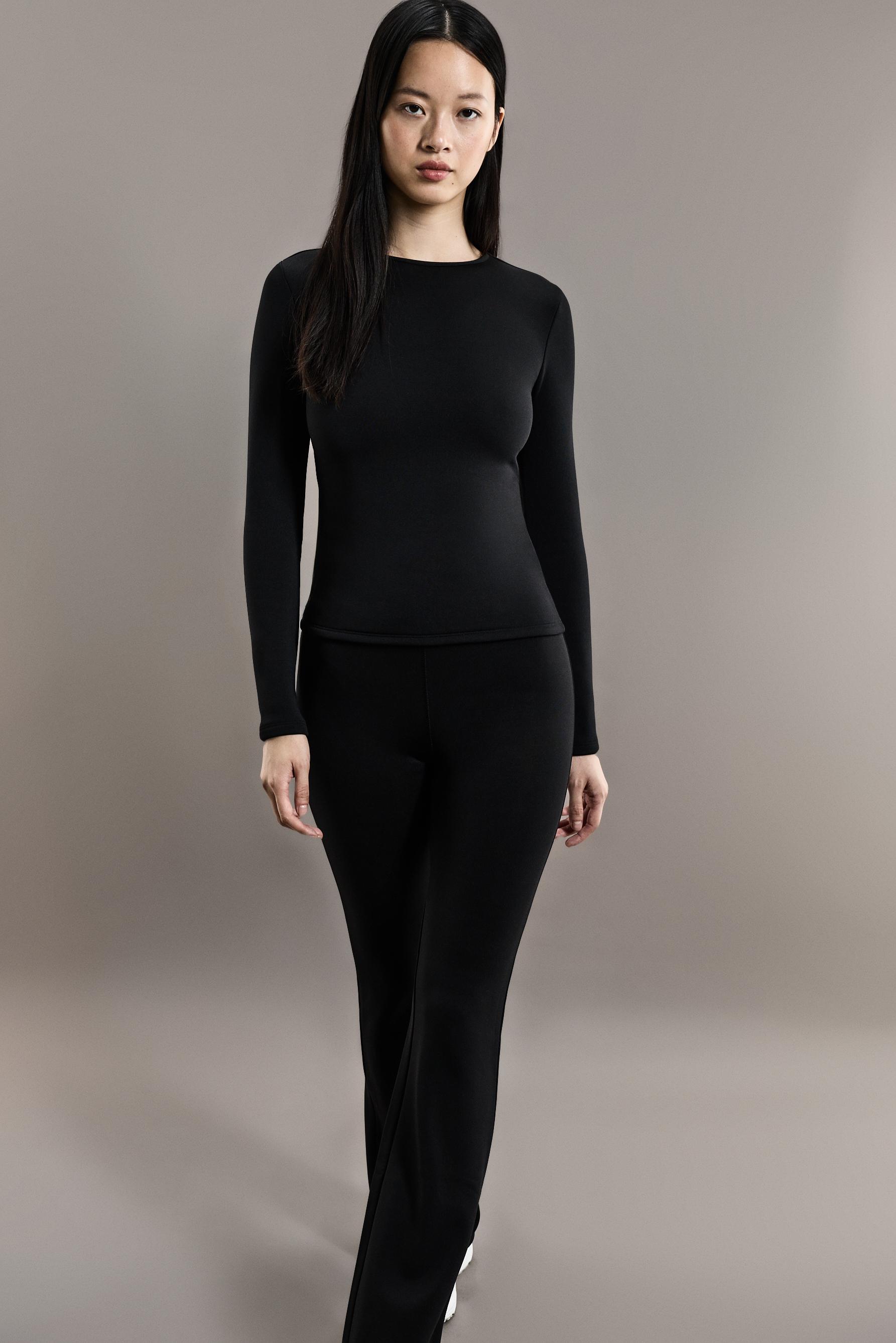 HEAVY WEIGHT thermal bell bottom leggings (10°F to 48°F) — BLACK