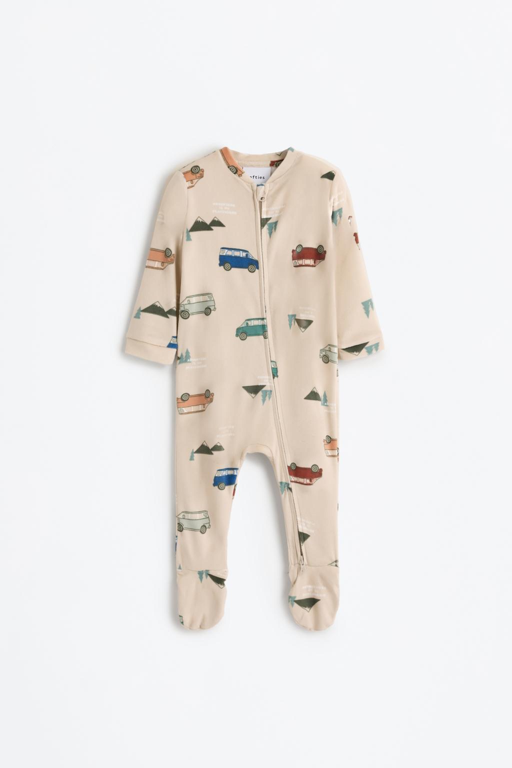 Printed velvet sleepsuit
