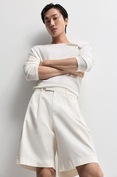 Pleated chino Bermuda shorts — OFF WHITE 5