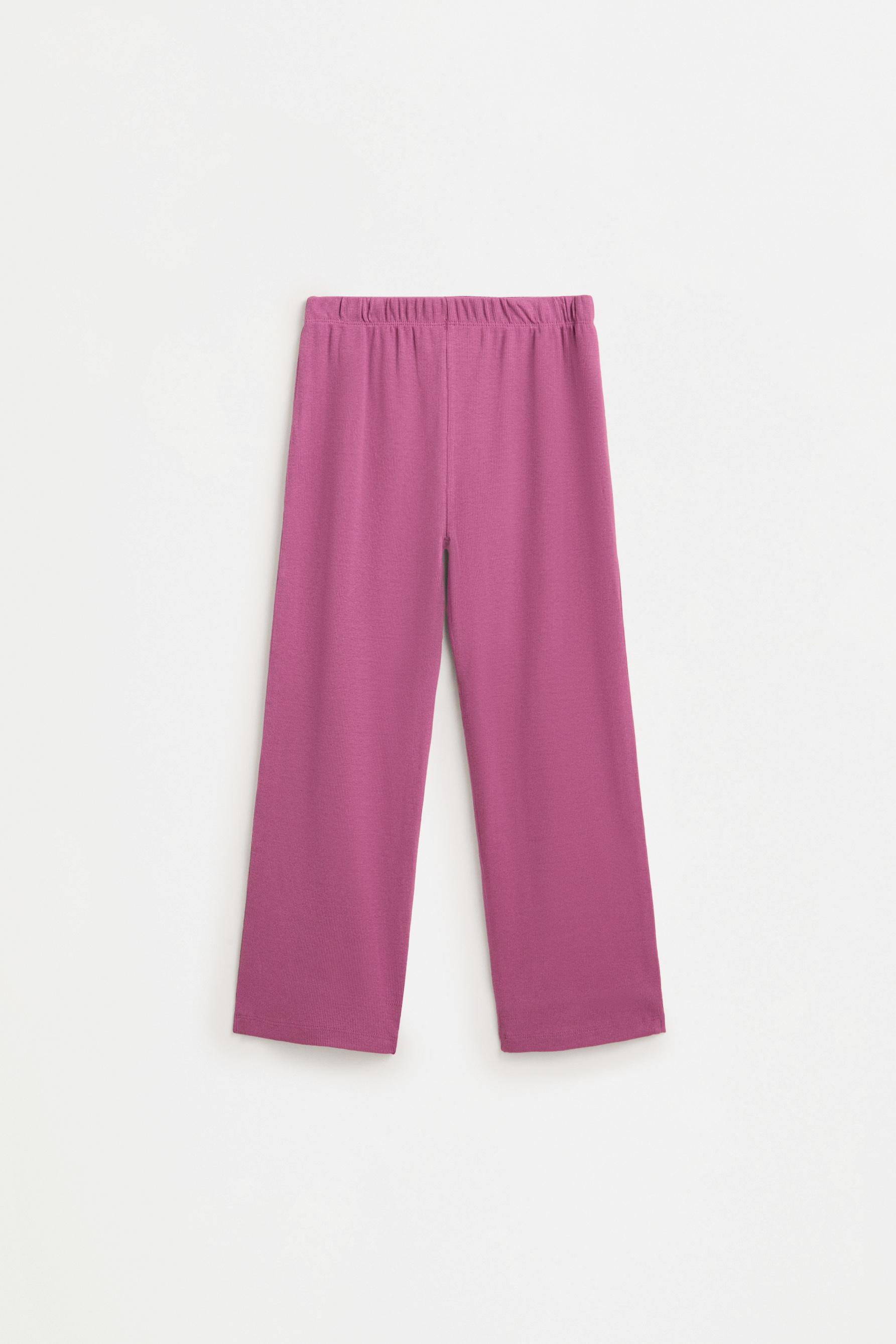 Ribbed T-shirt and trousers set — PURPLE