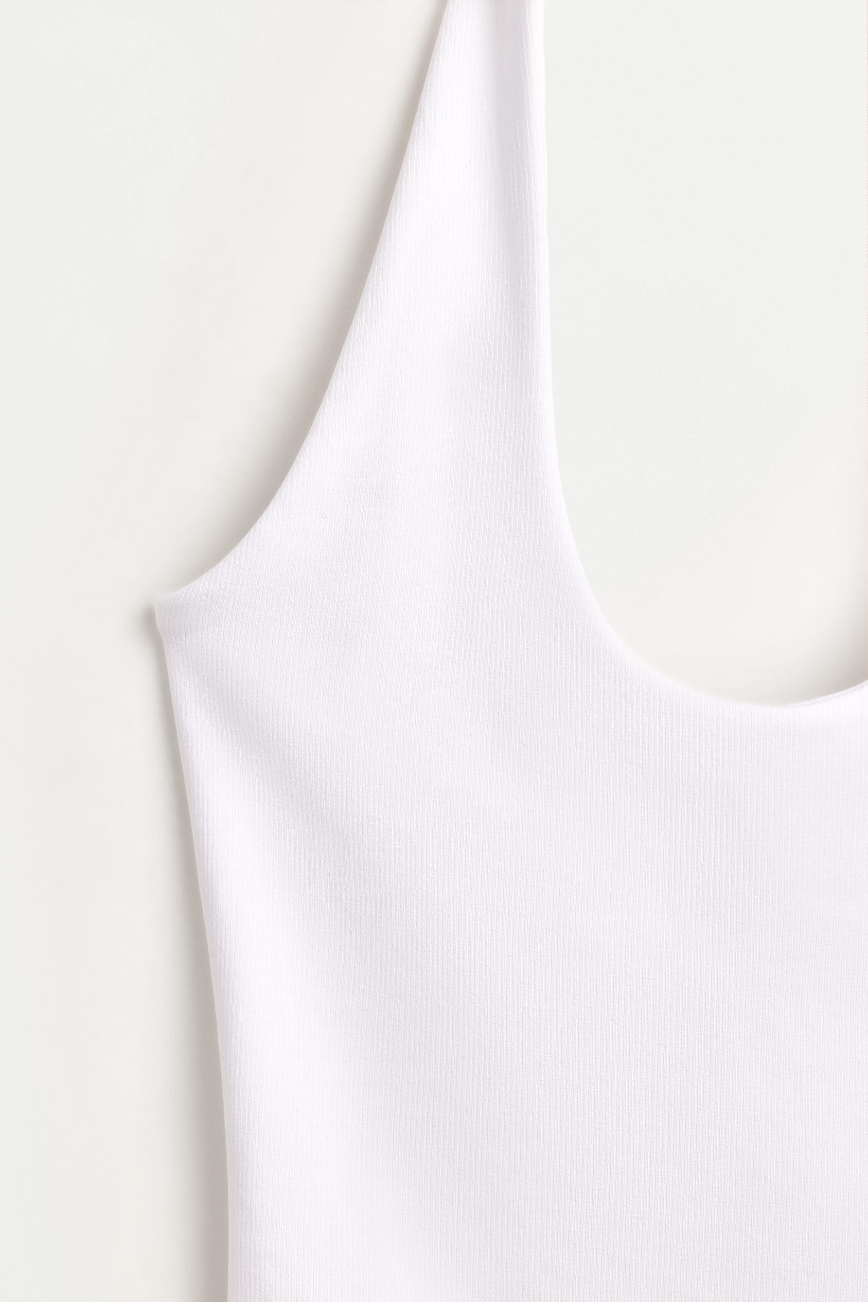 Basic ribbed halter top — WHITE