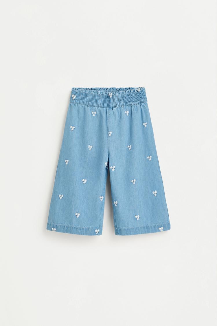 Embroidered denim trousers — PALE BLUE