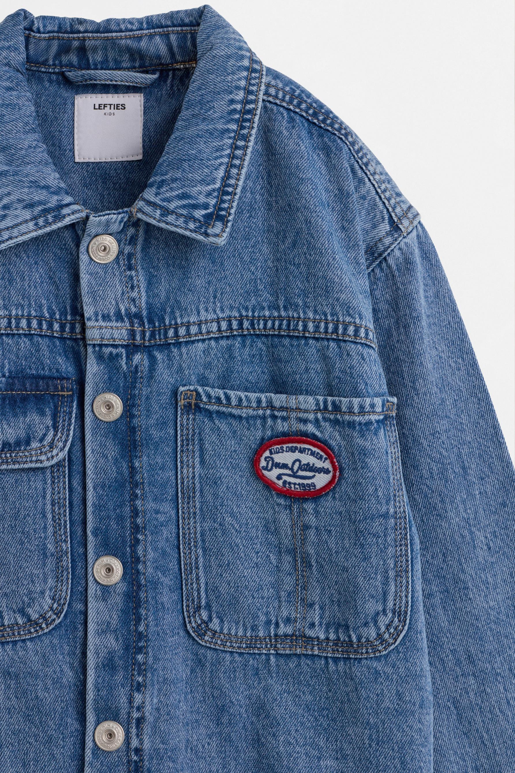 Denim overshirt with patch — INDIGO