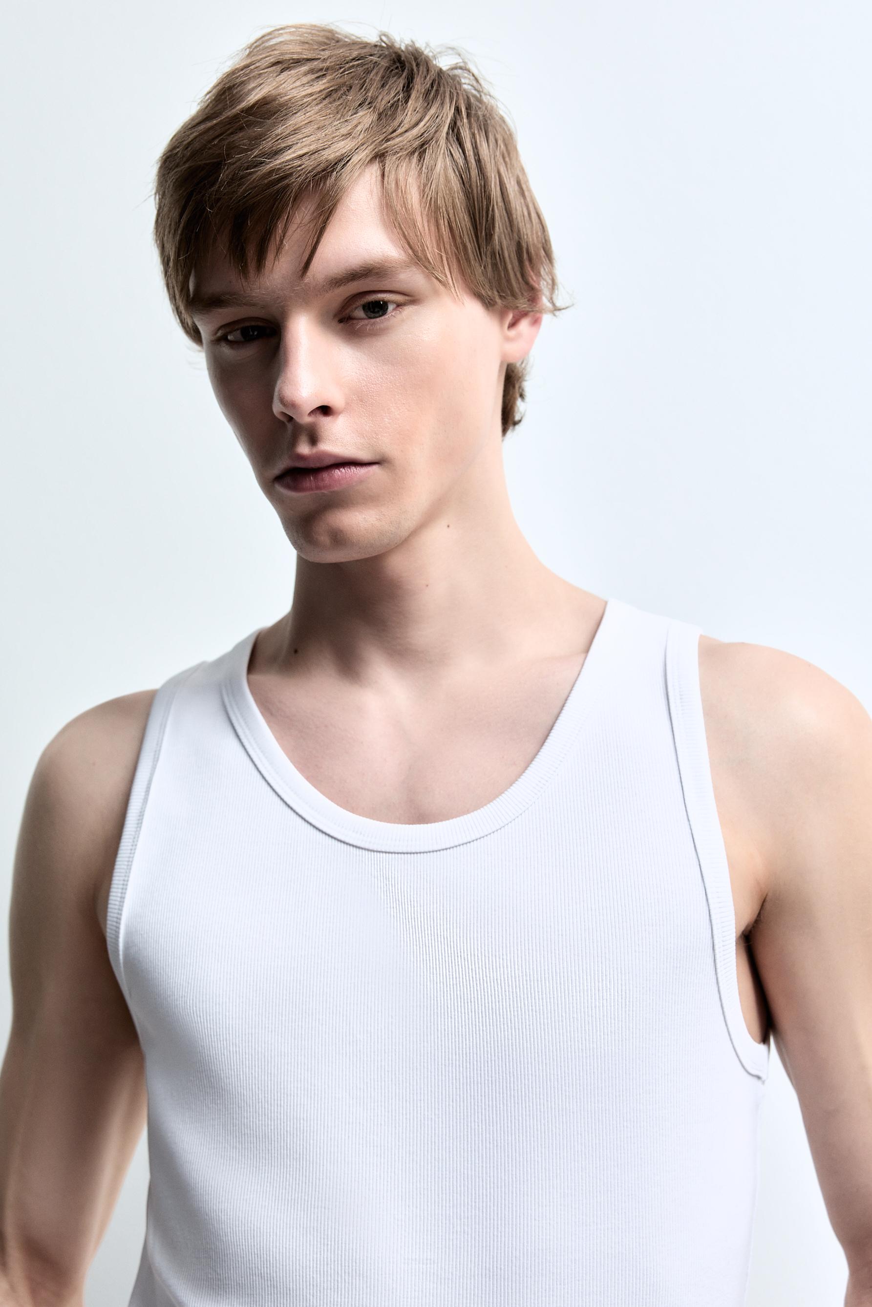 Ribbed vest top — OFF WHITE