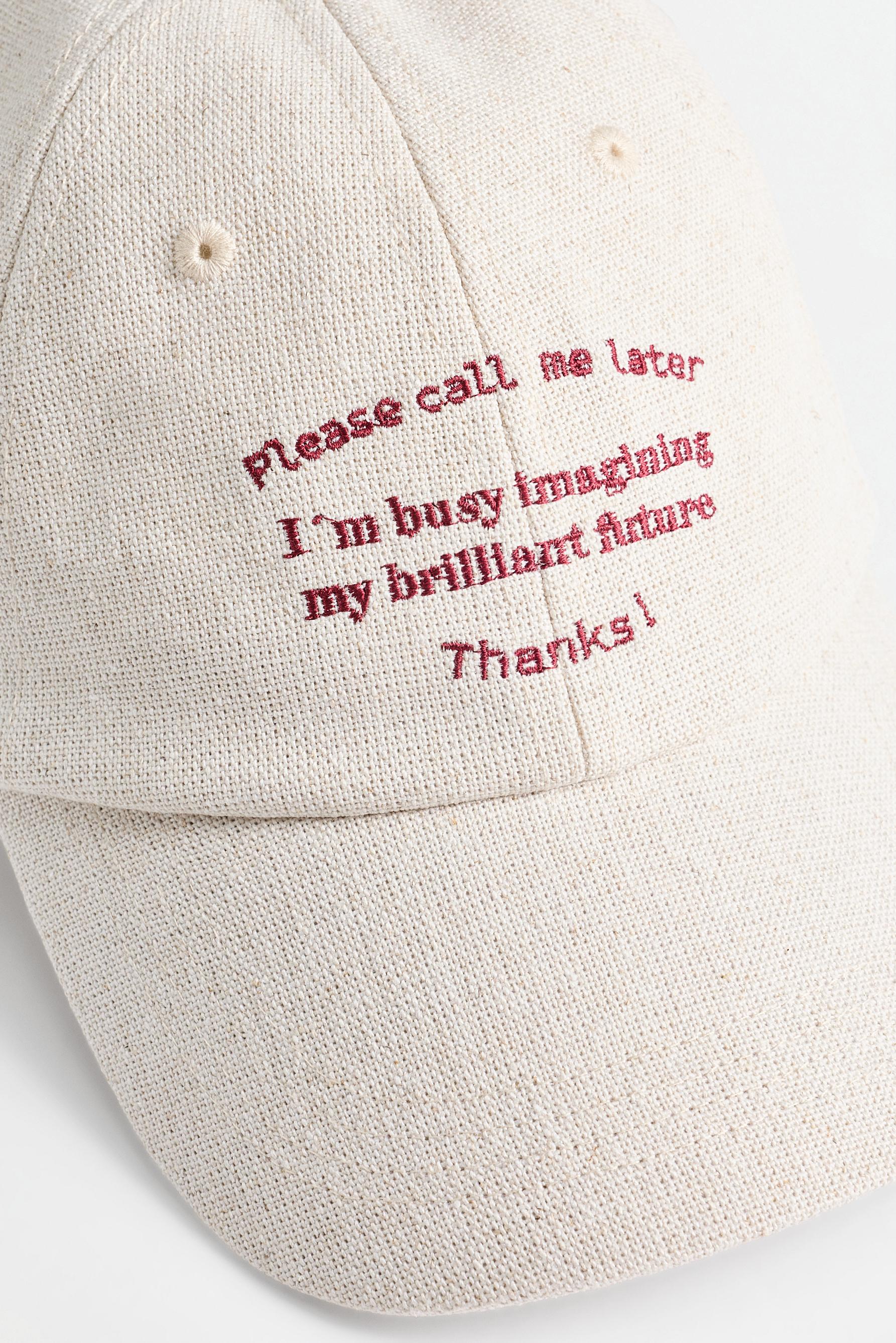 Embroidered cap — PALE ECRU