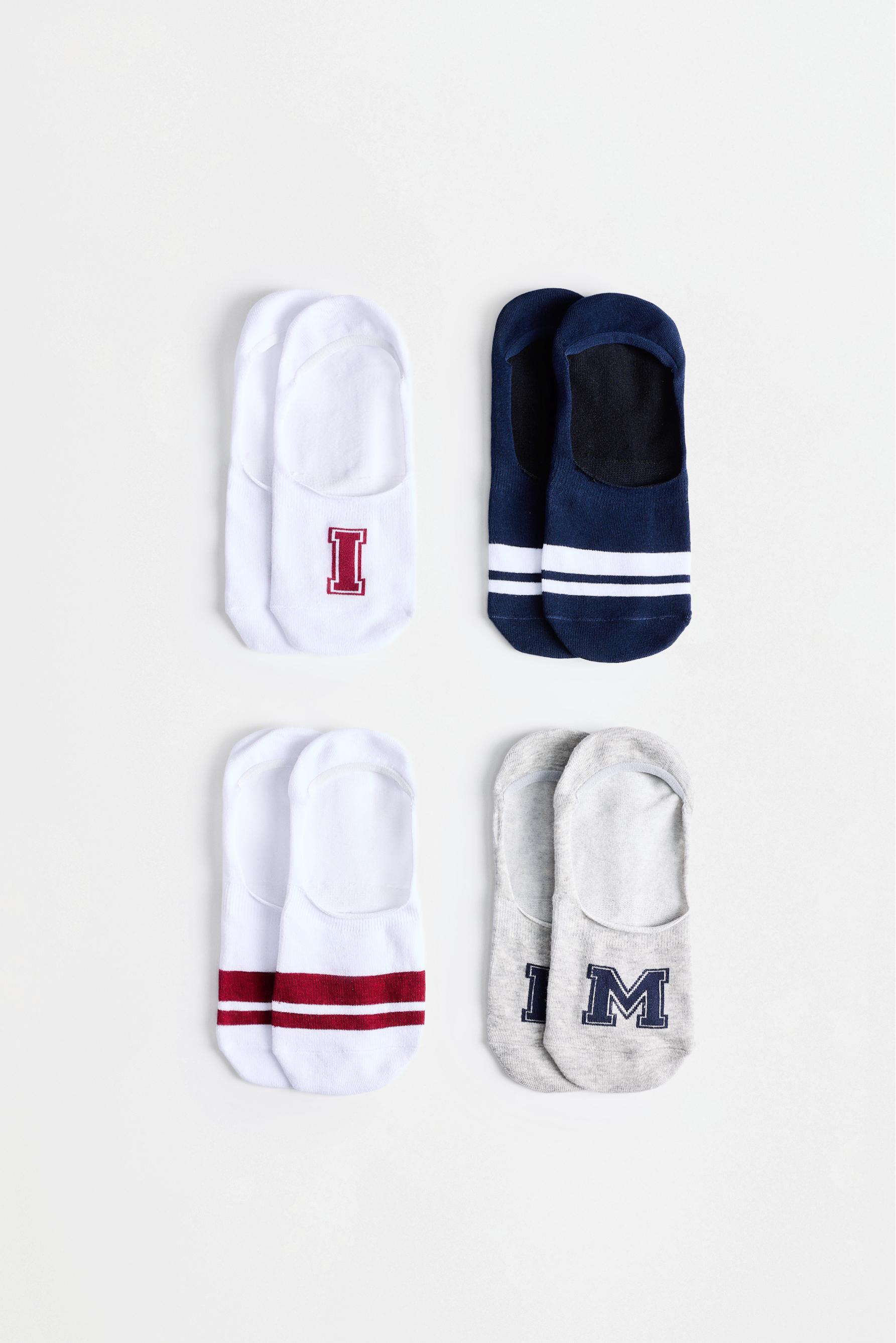 Printed no-show socks (4-pack) — GREY TONES