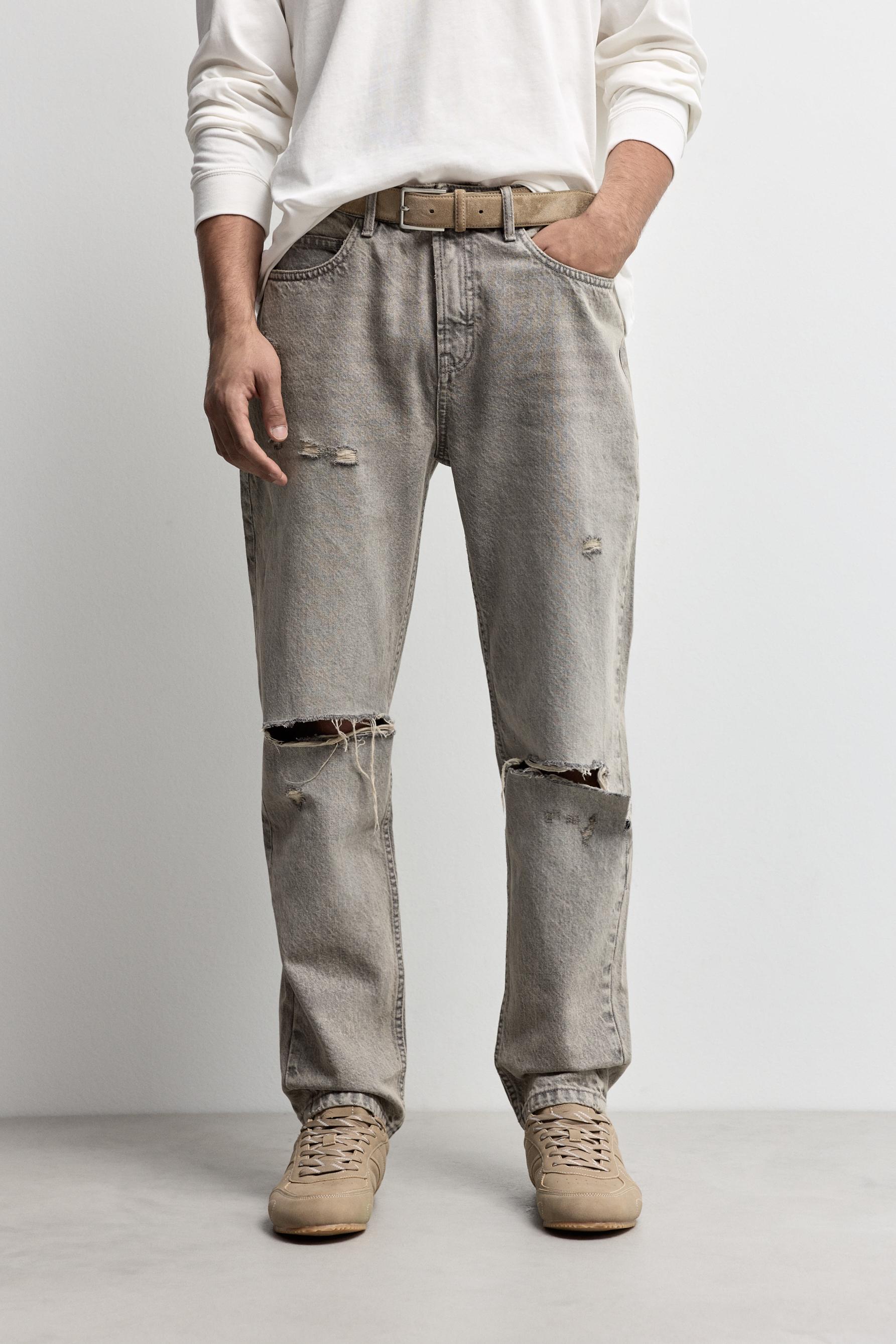 Ripped regular jeans — GREY