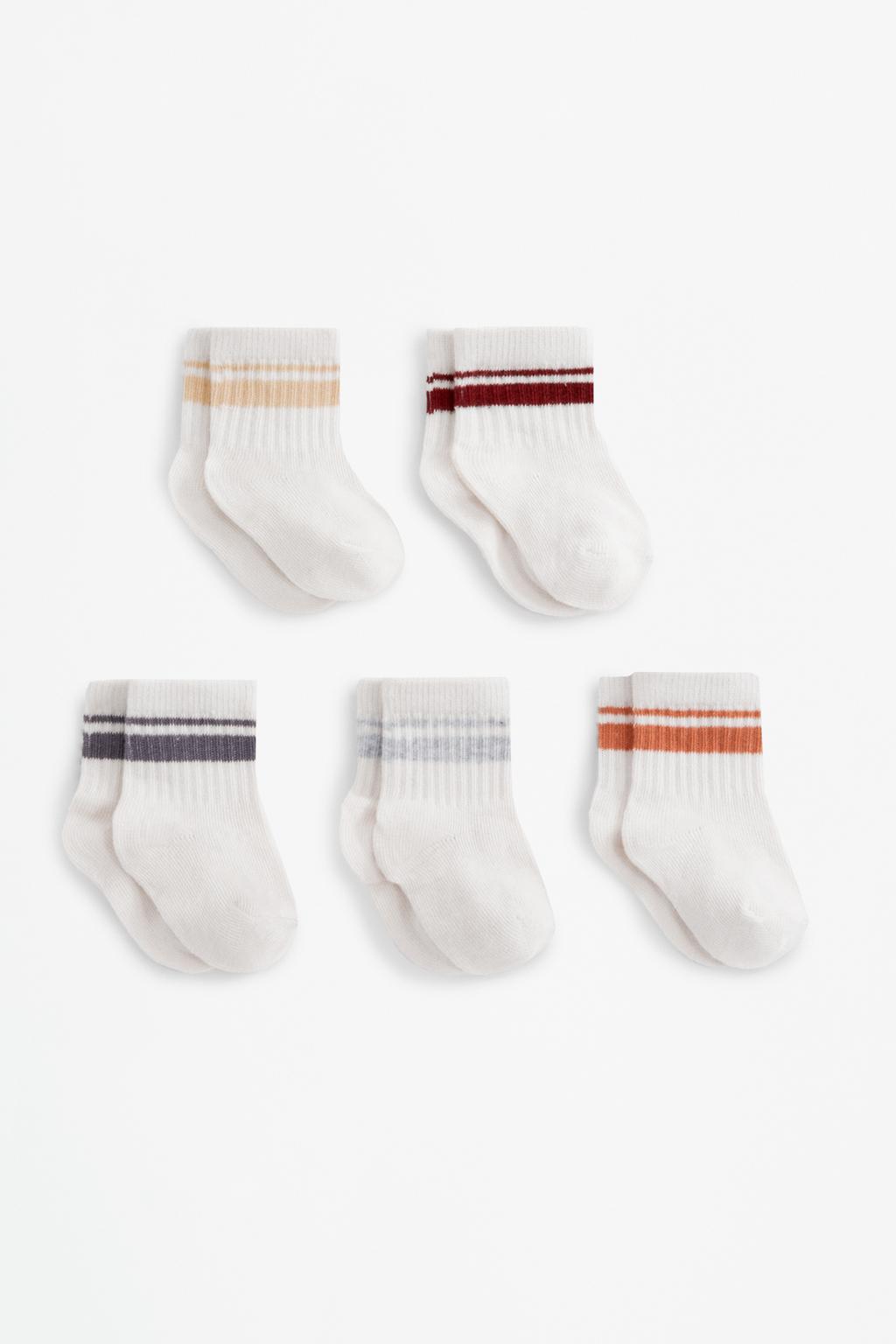 Pack of 5 long ribbed striped socks