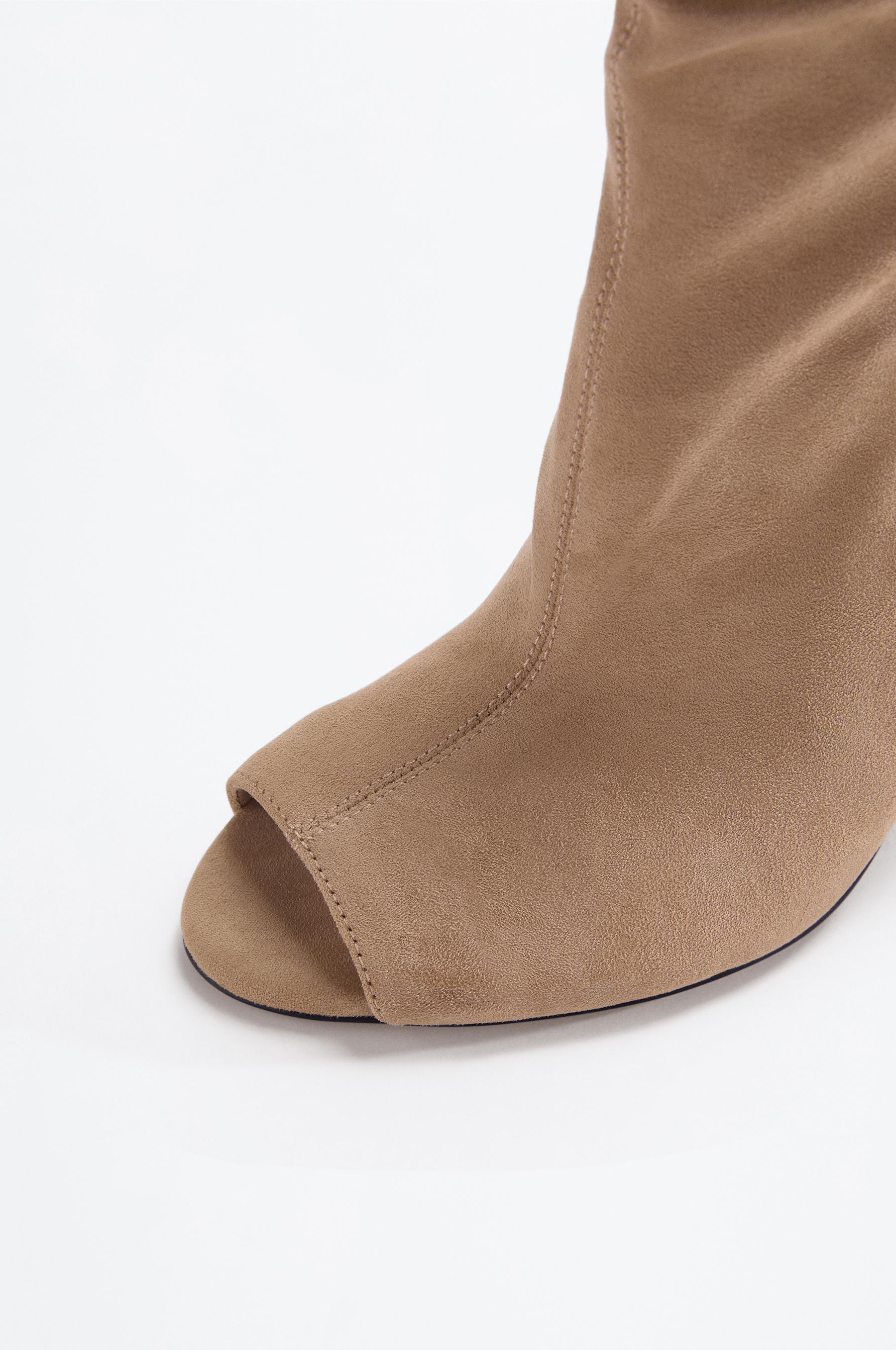 Faux suede heeled boot — BEIGE