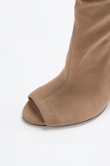 Faux suede heeled boot — BEIGE 4