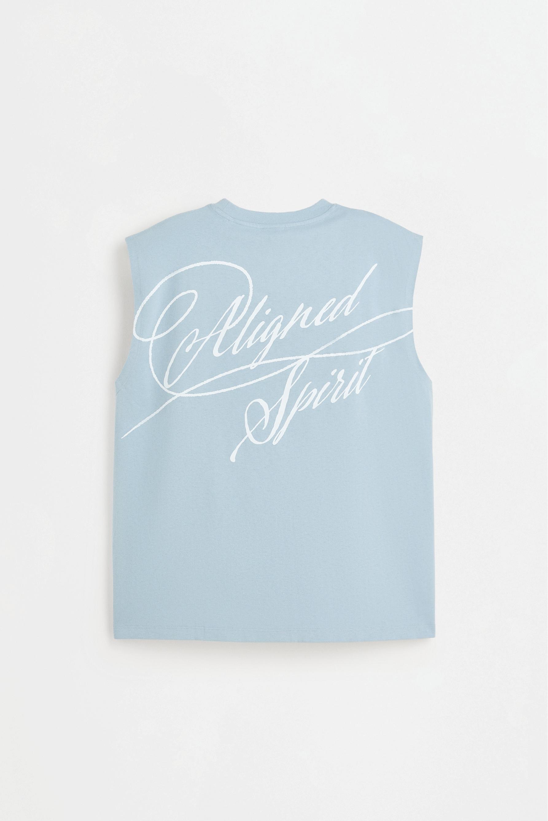 Sleeveless printed T-shirt — PASTEL BLUE