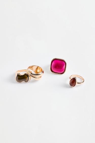 Stone rings (4-pack) — GOLD - SILVER 5