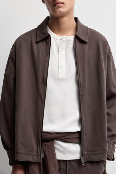 Zip-Up Overshirt — CHOCOLATE 3