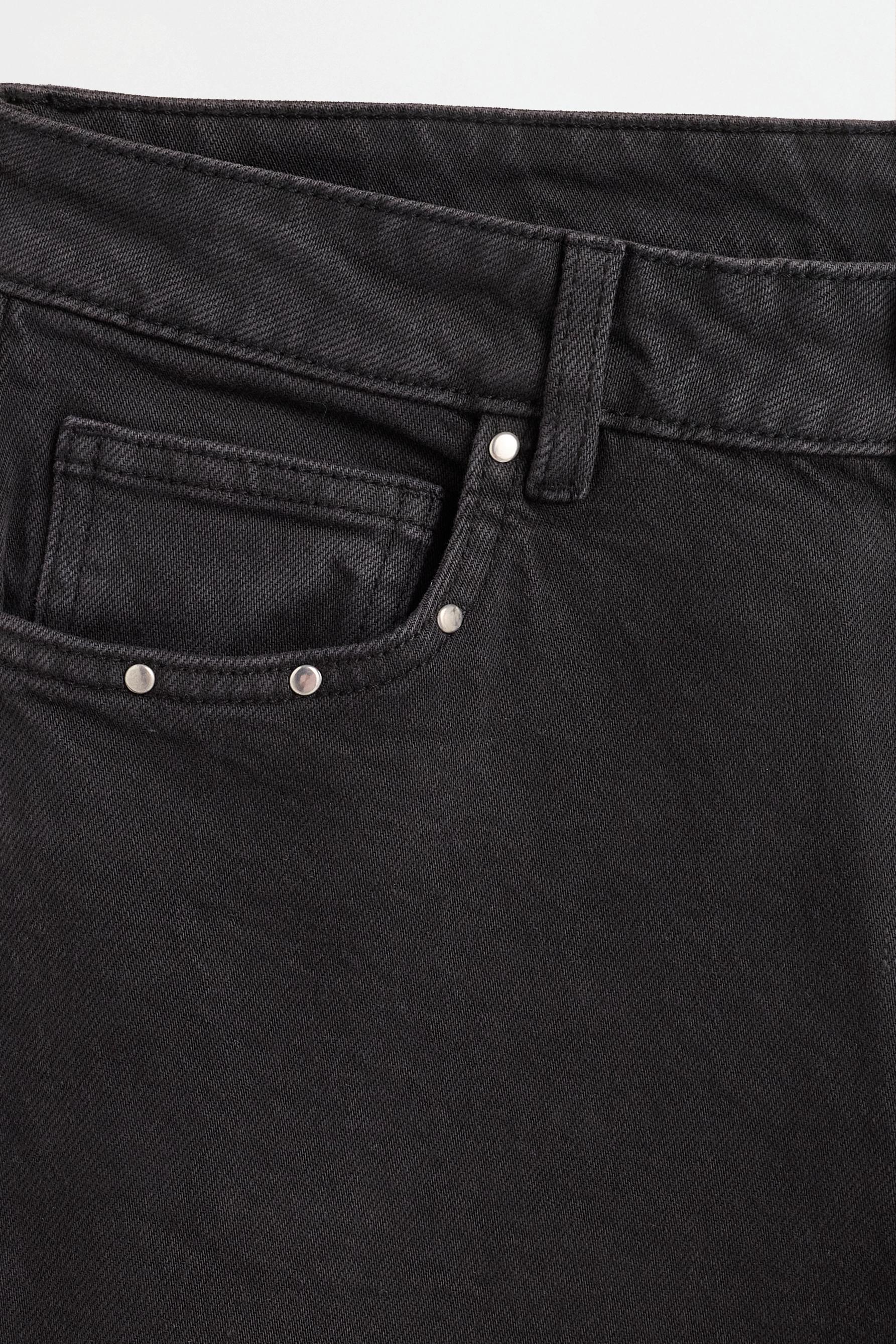 Rhinestone wing bell bottom jeans — BLACK