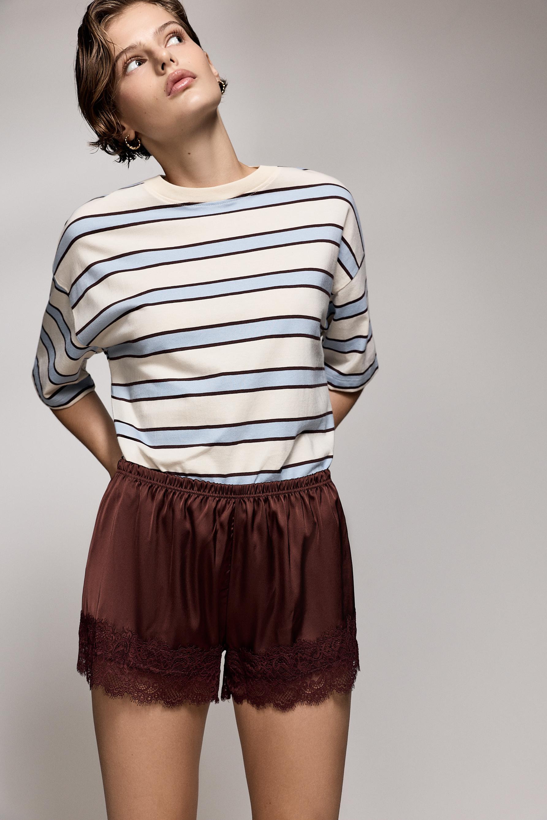 Women's Beige Striped T-Shirt — ECRU